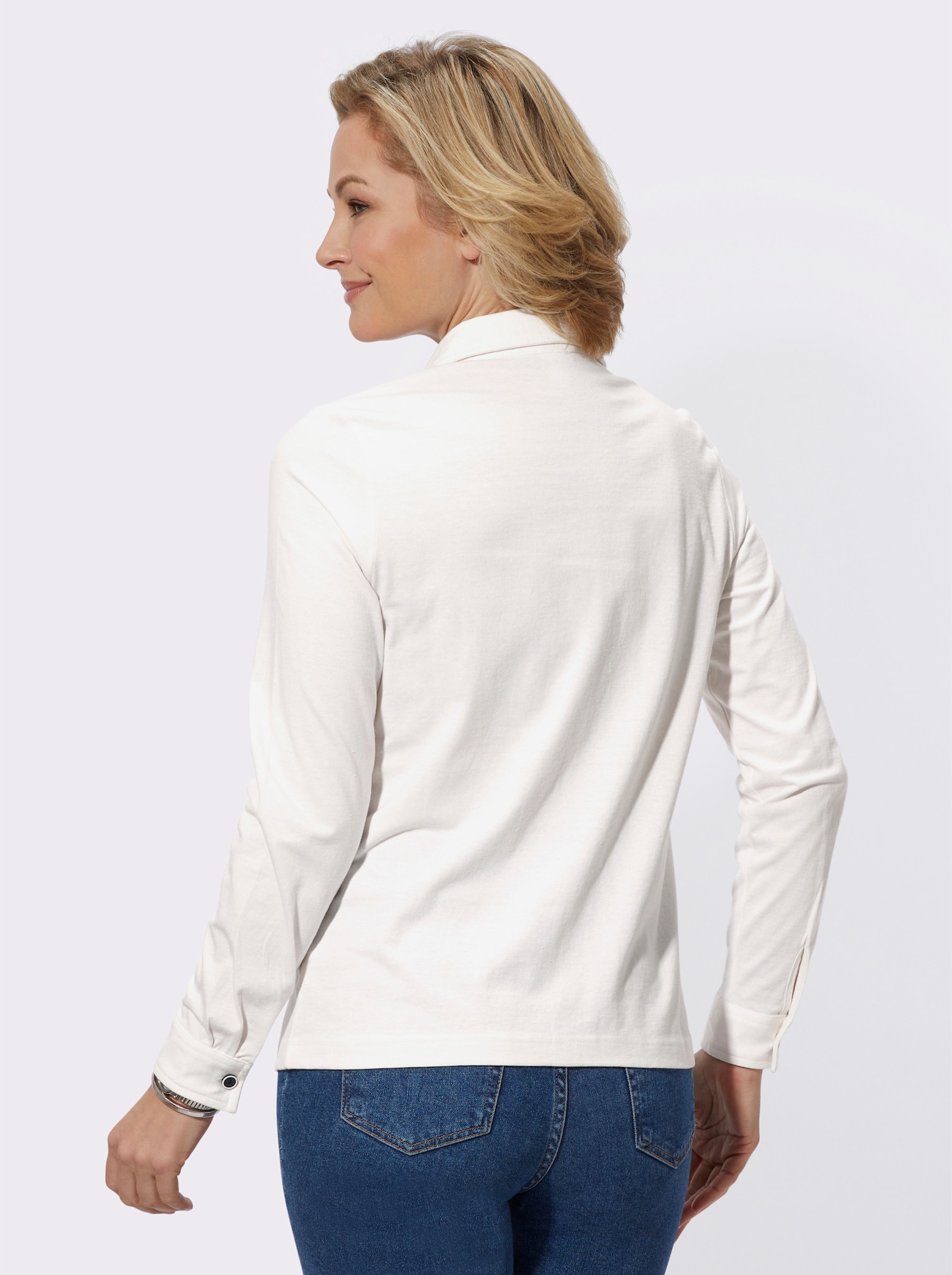 Jerseyblouse met decoratieve borstzakken - ecru