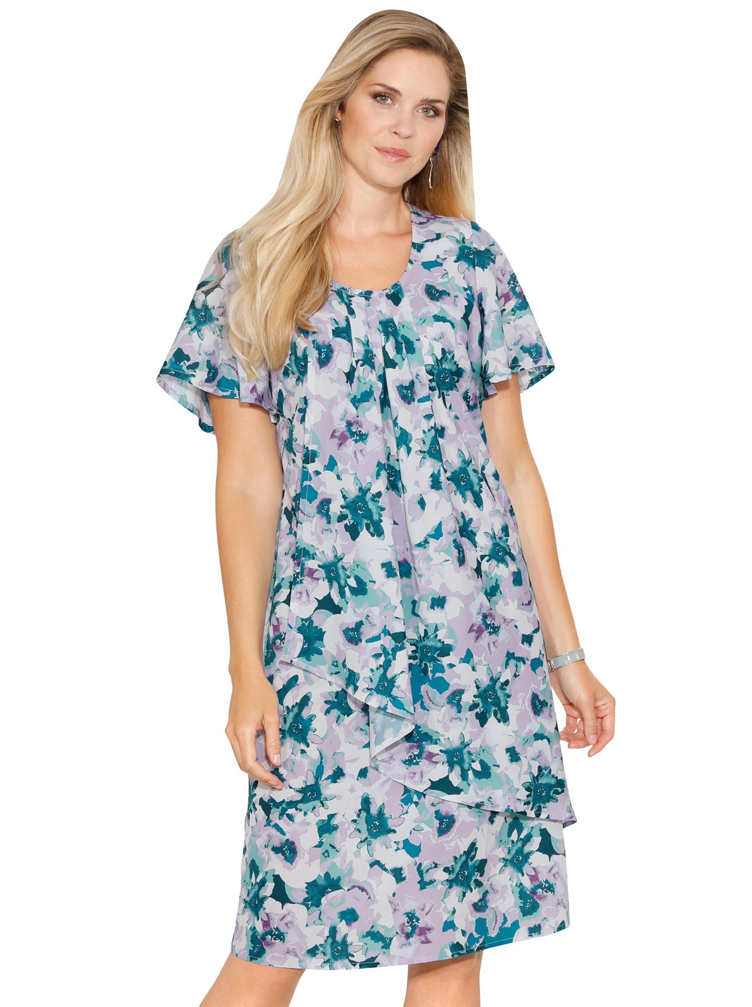 Kleid - petrol-gemustert