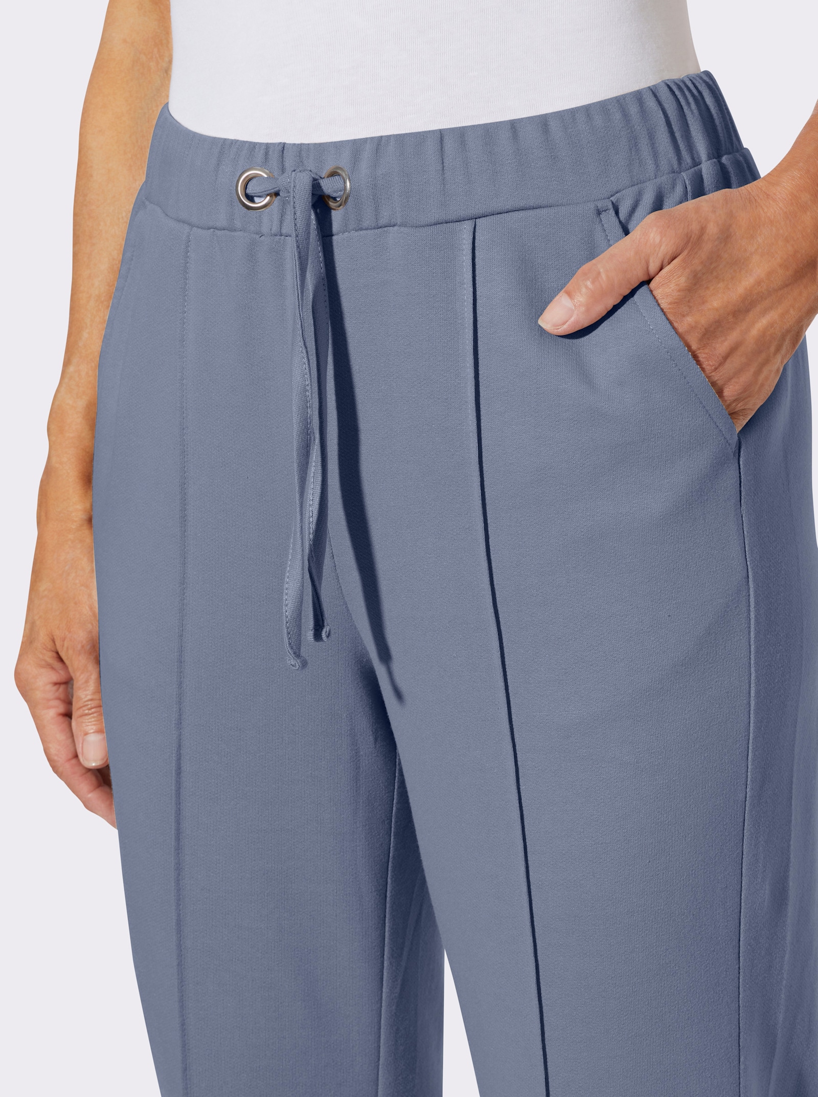 Jerseyhose mit abgesteppten BIesen - taubenblau