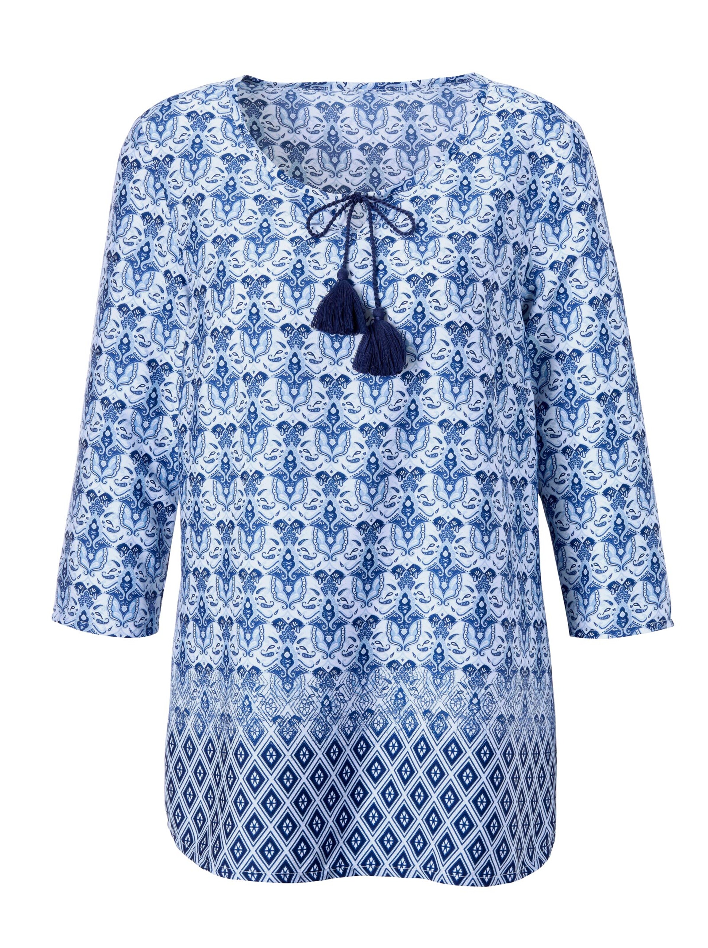 Tunika - rauchblau-gemustert
