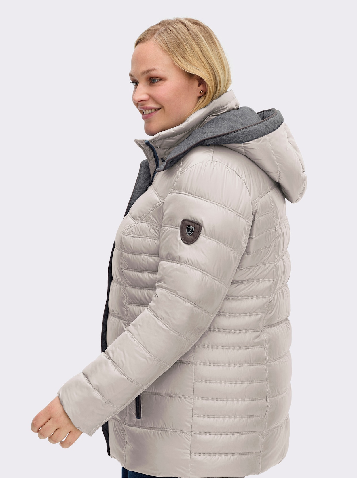 Steppjacke mit abnehmbarer Kapuze - naturstein