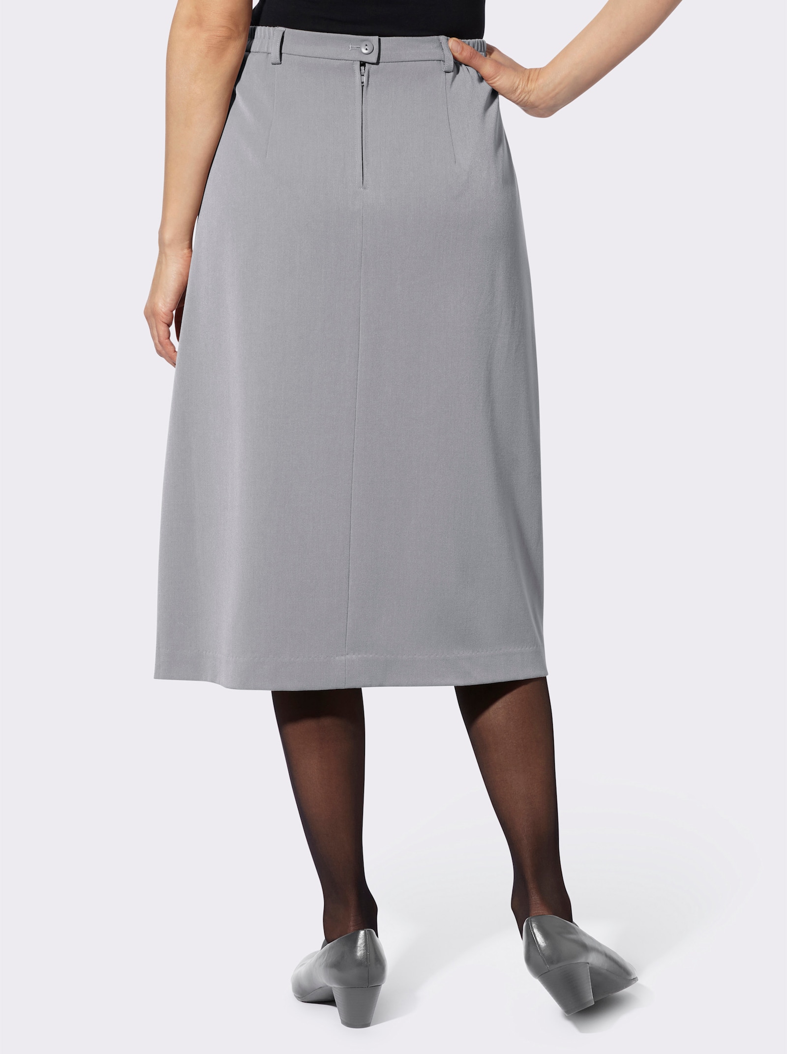 Faltenrock mit Wooltouch-Effekt - steingrau-meliert