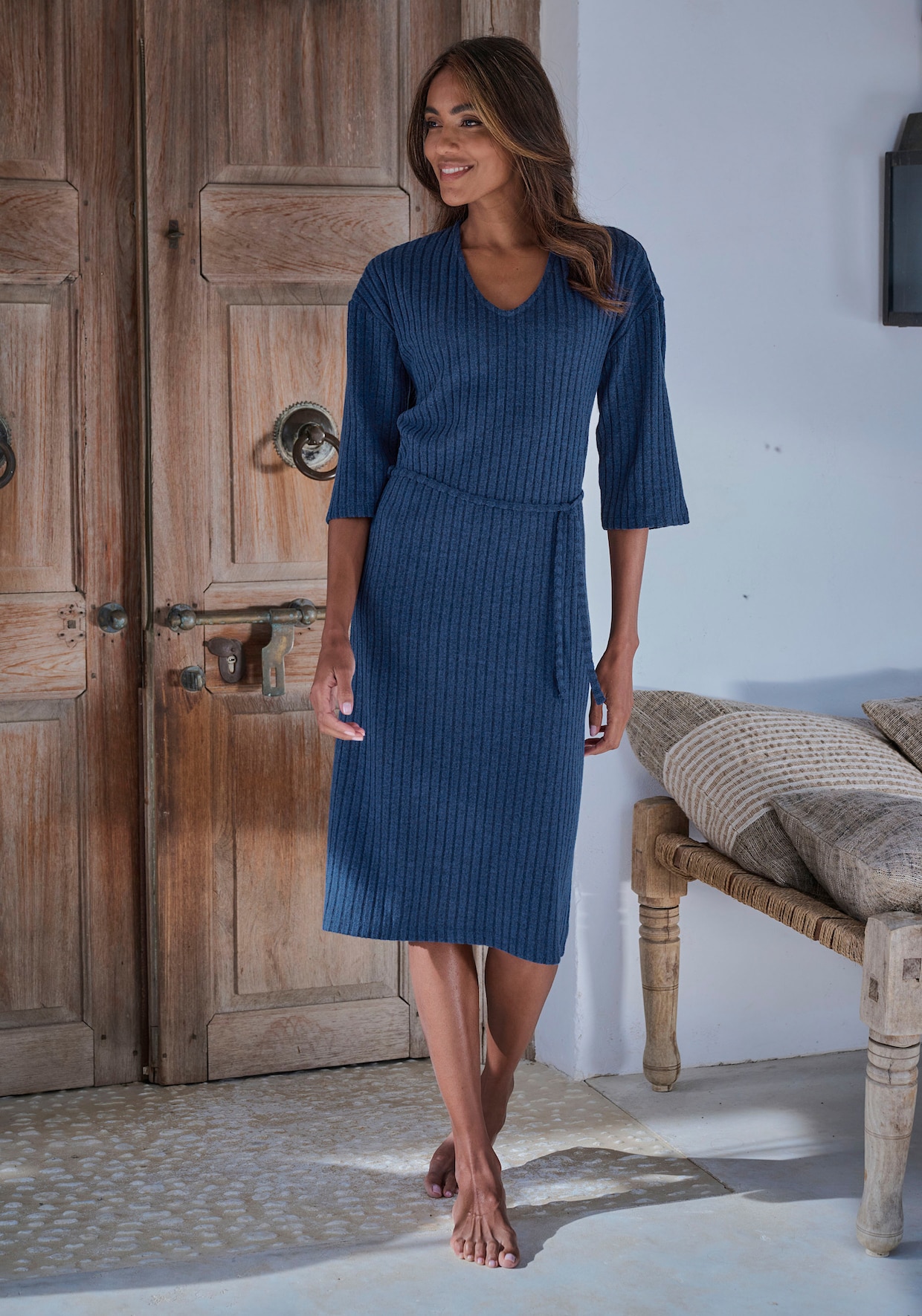 LASCANA Robe en tricot - bleu chiné