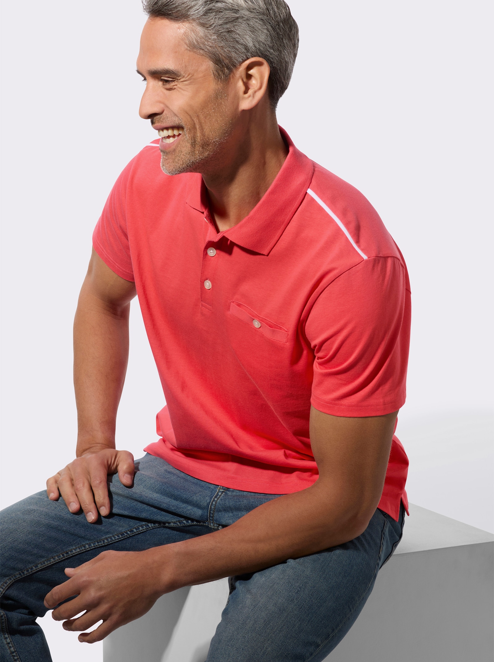 Poloshirt met knoopsluiting - langoustine