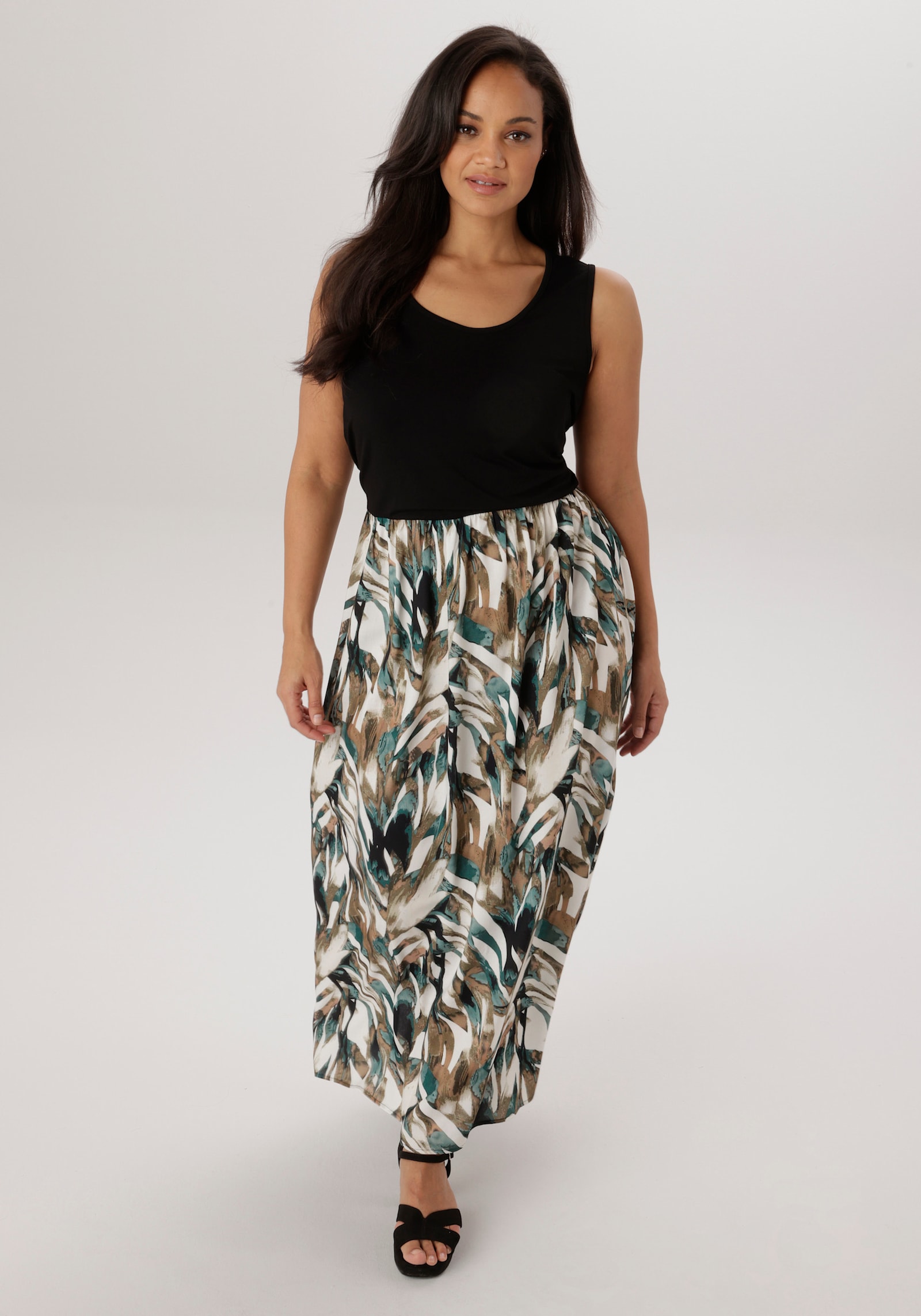 Aniston PLUS Jerseykleid - schwarz-bunt