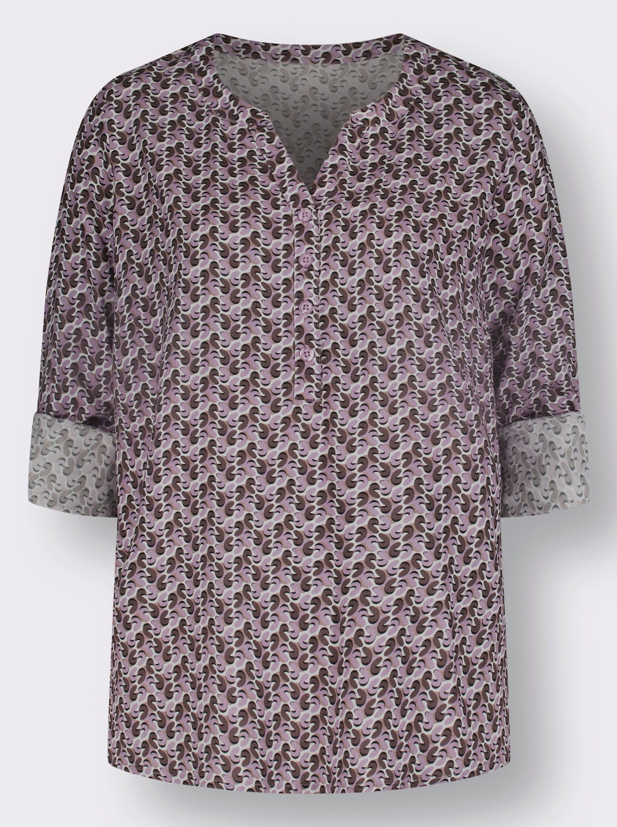 Druckbluse - mauve-dunkeltaupe-bedruckt