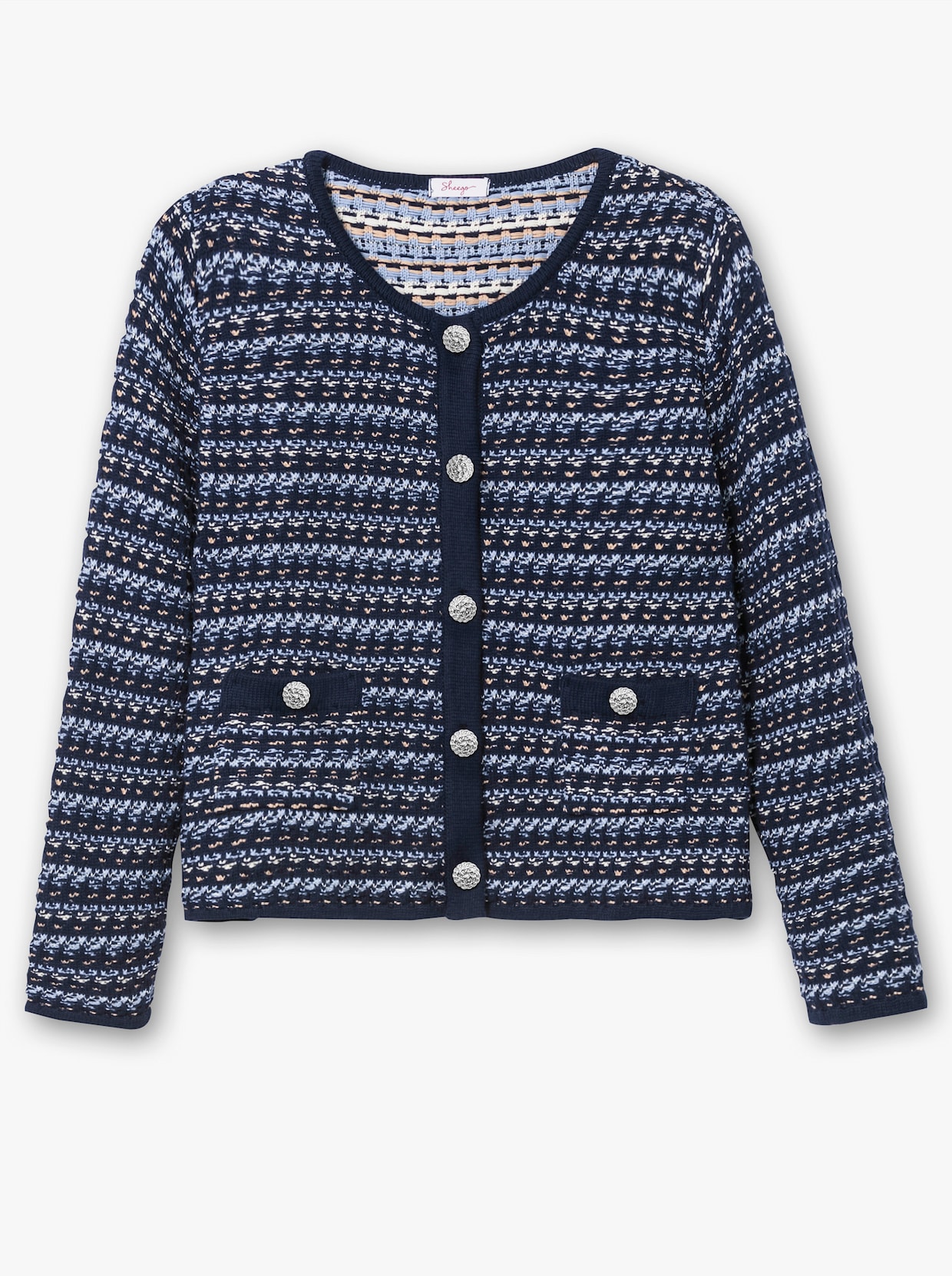 sheego Strickjacke - blau gemustert
