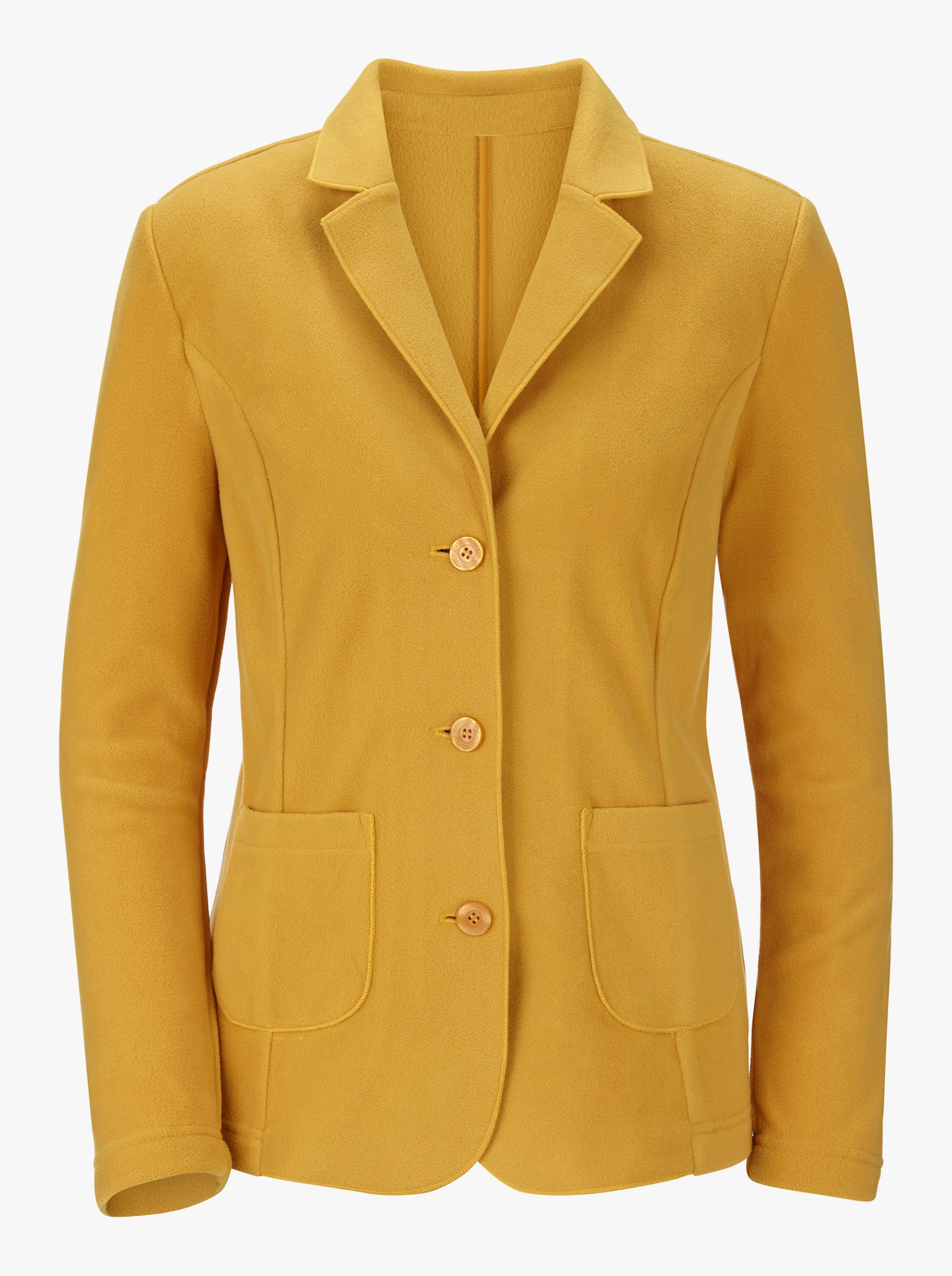 Fleecejacke in Blazer-Form - curry