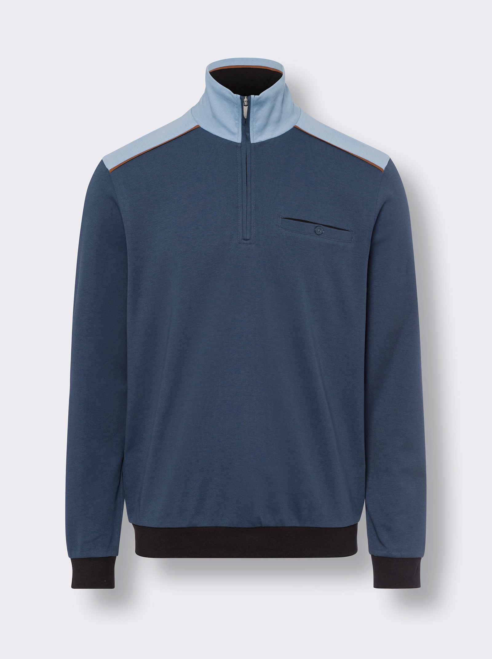 Sweatshirt met contrastdetails - donkerblauw