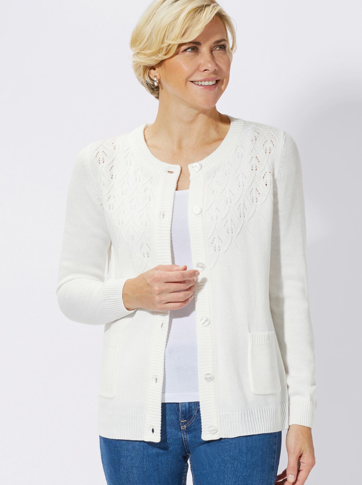 Strickjacke - ecru