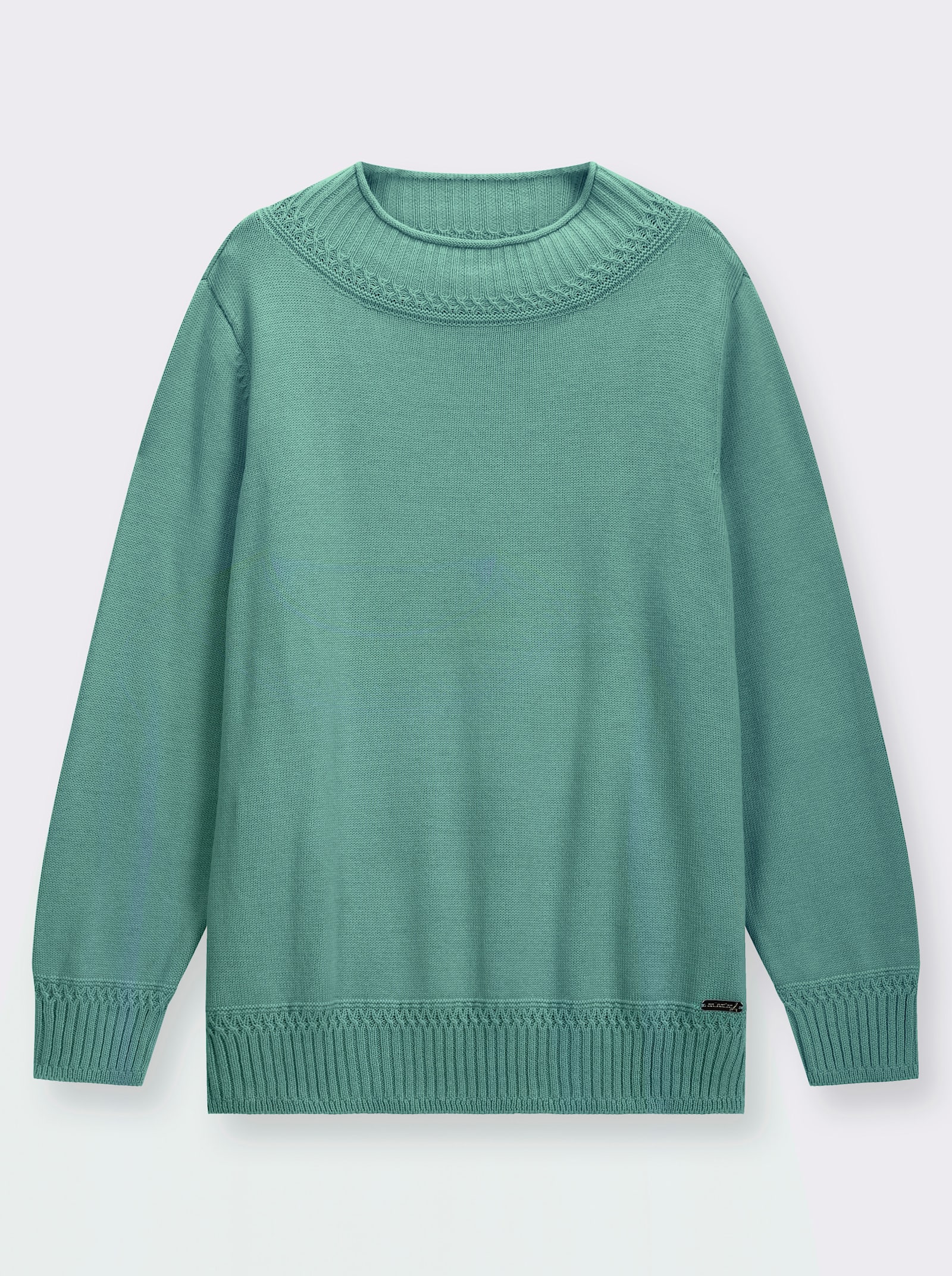 Stehkragenpullover mit Ripp-Abschlüssen - salbei