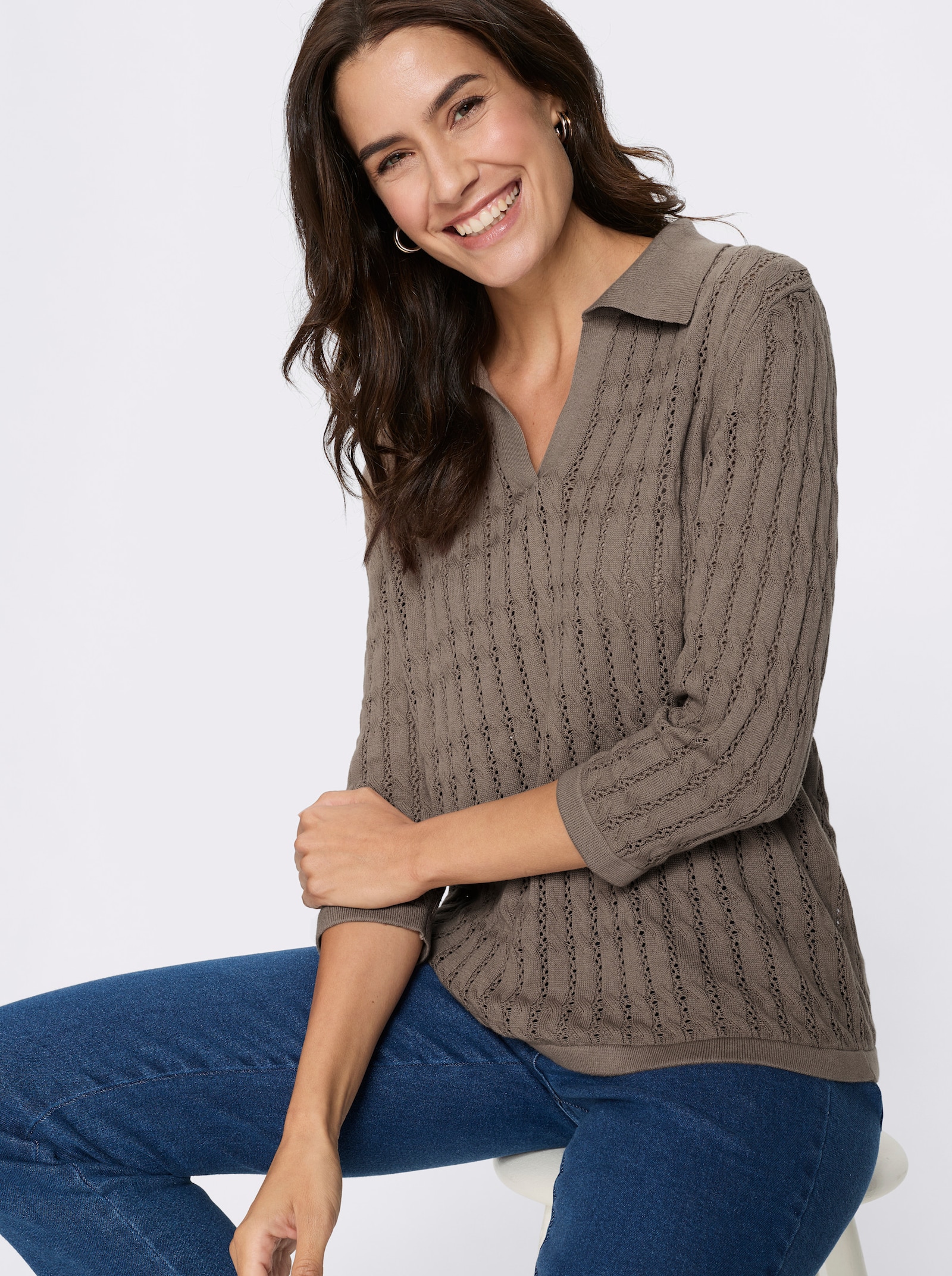 Polopullover - taupe