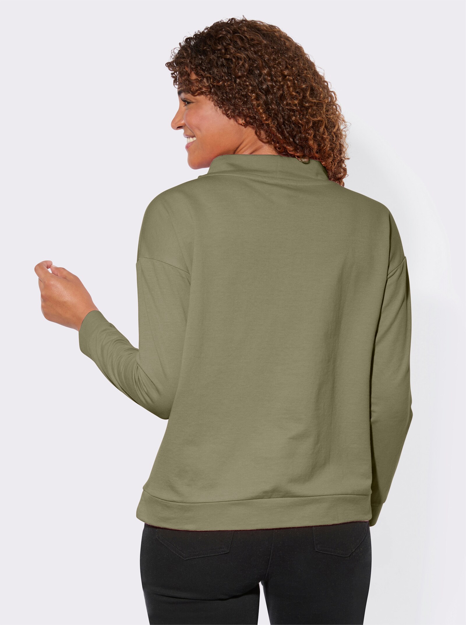Sweatshirt mit Kordelzug - khaki