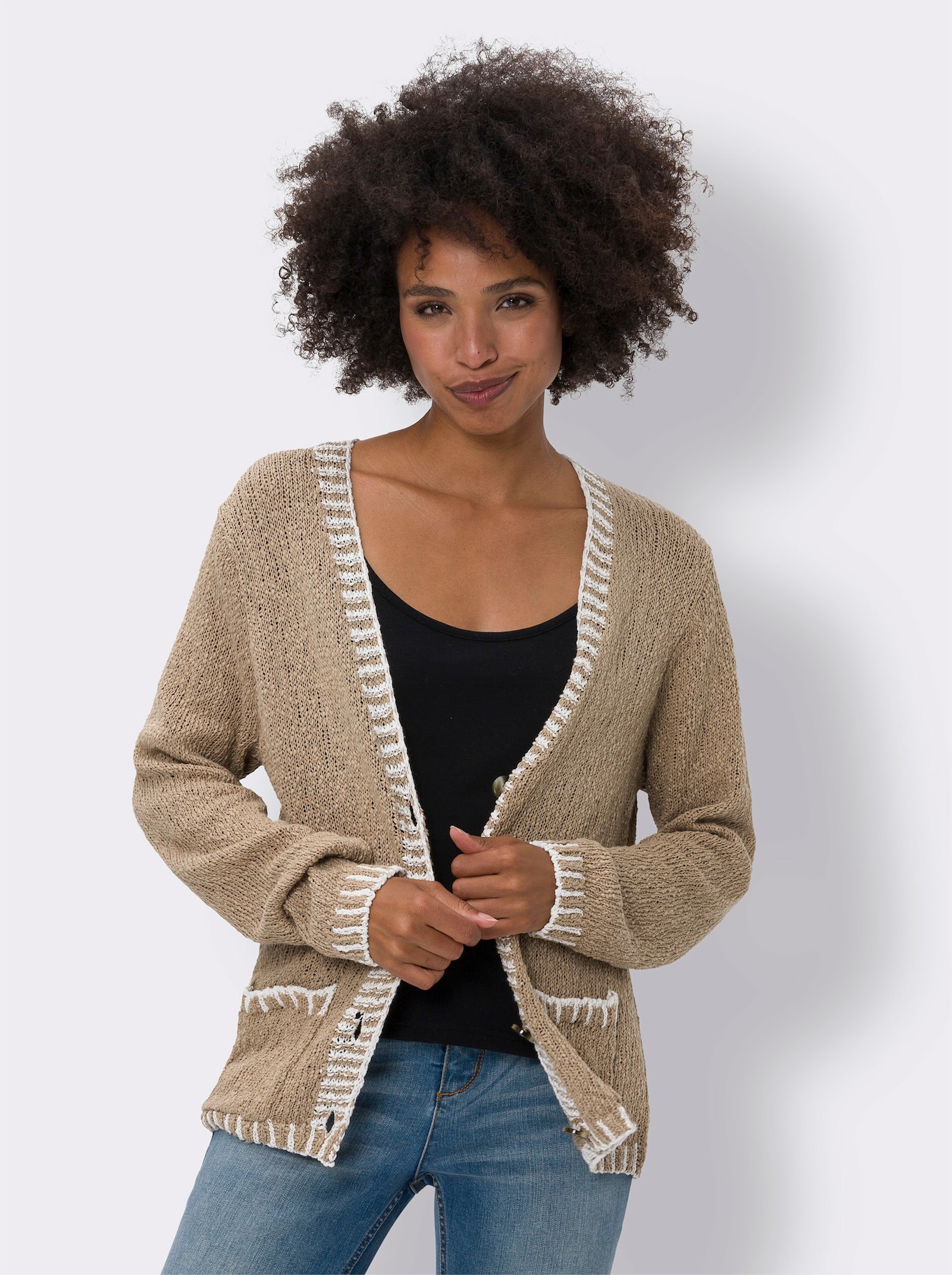 heine Cardigan aus Baumwoll-Strick - beige-ecru