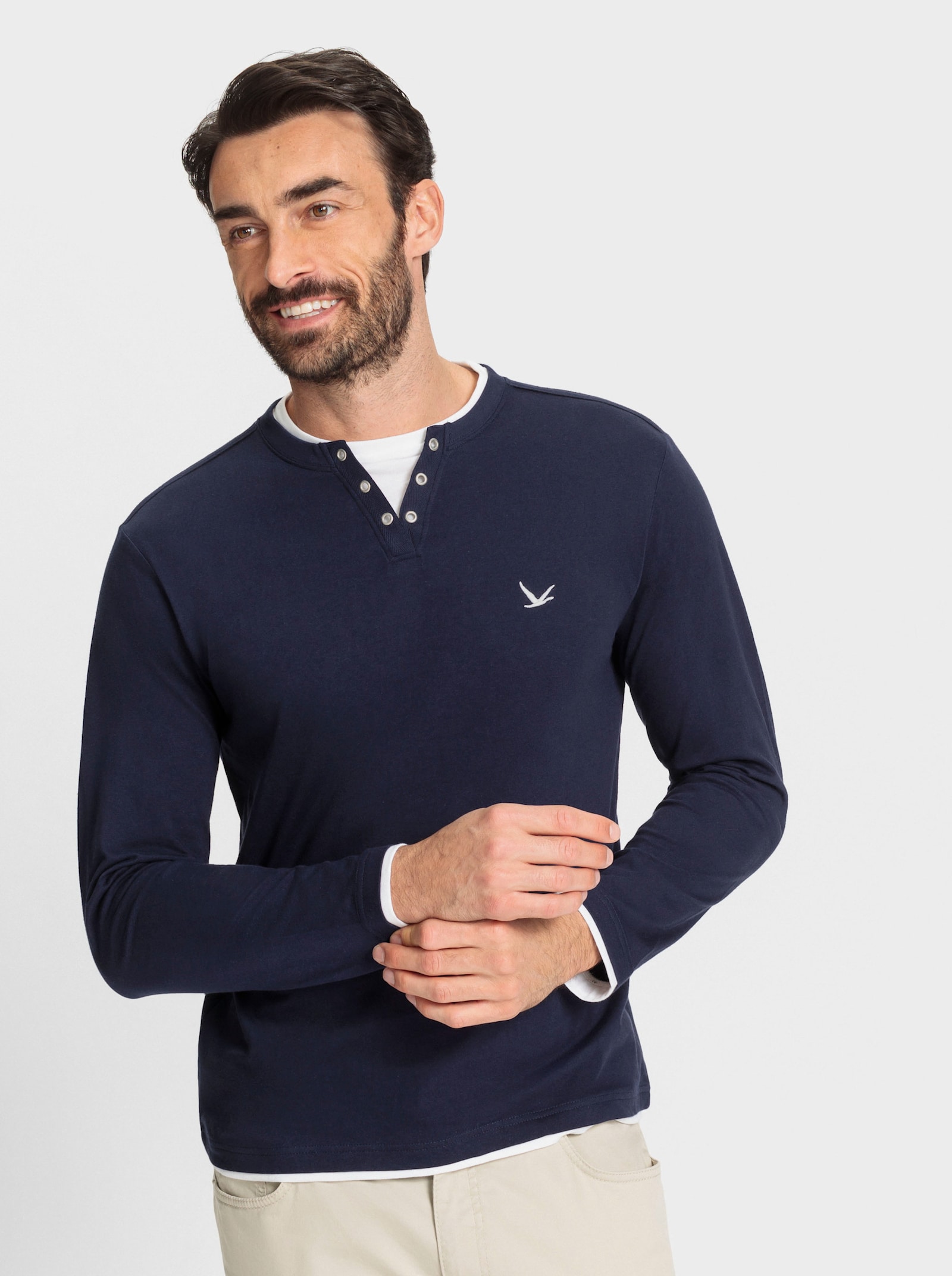 Catamaran Langarmshirt im Doppelpack - marine + anthrazit