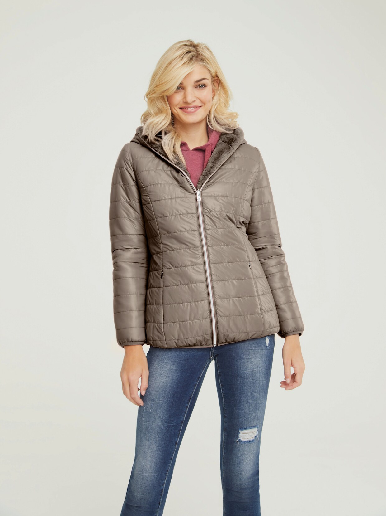 heine Webpelz-Jacke - taupe