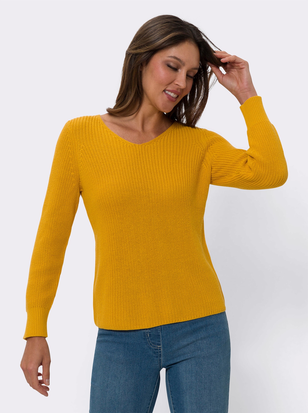 Pullover met V-hals - oker