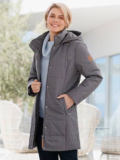 Longjacke mit abzippbarer Kapuze - anthrazit