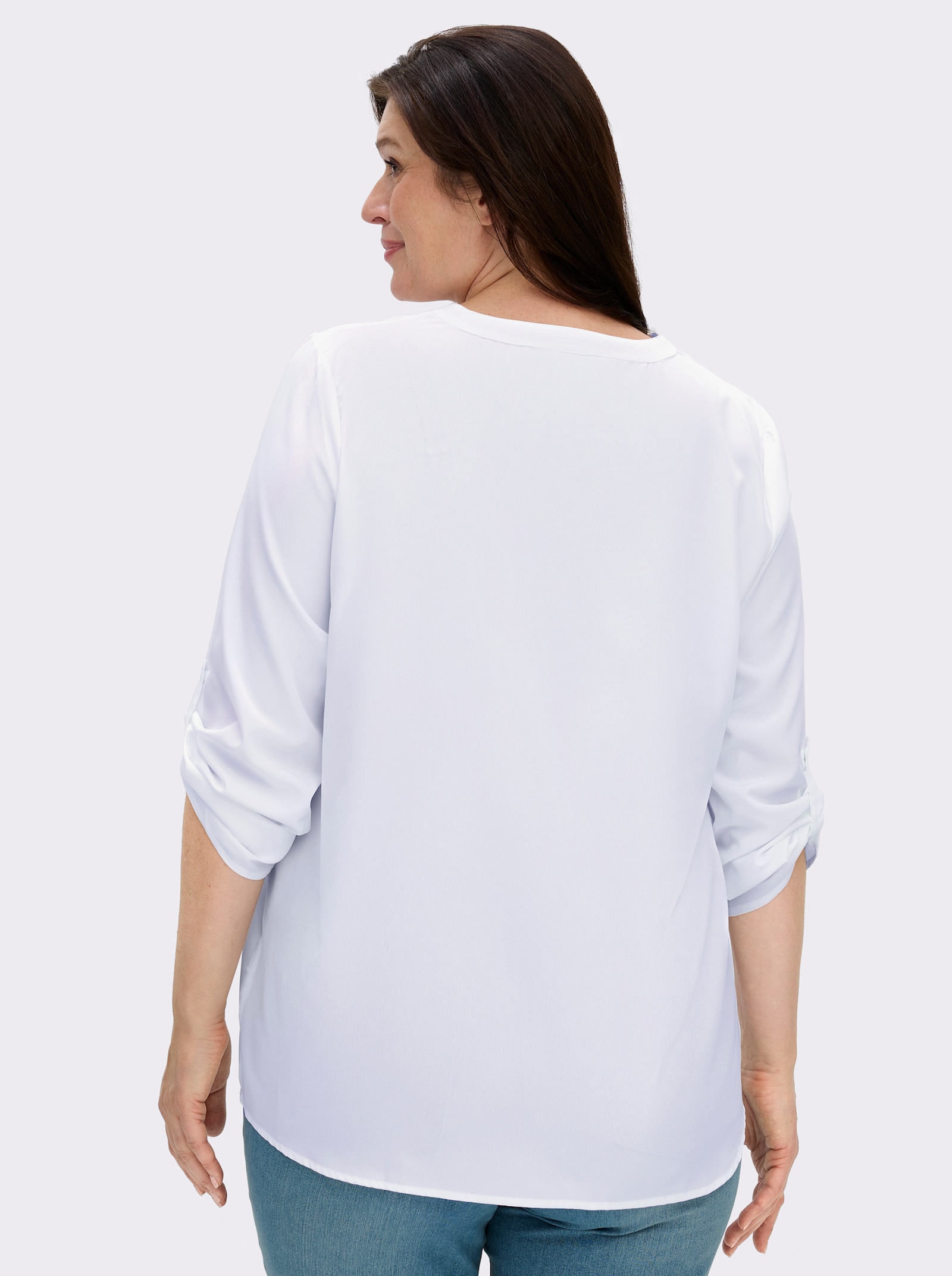 Longbluse mit verlängertem Rückenteil - weiß