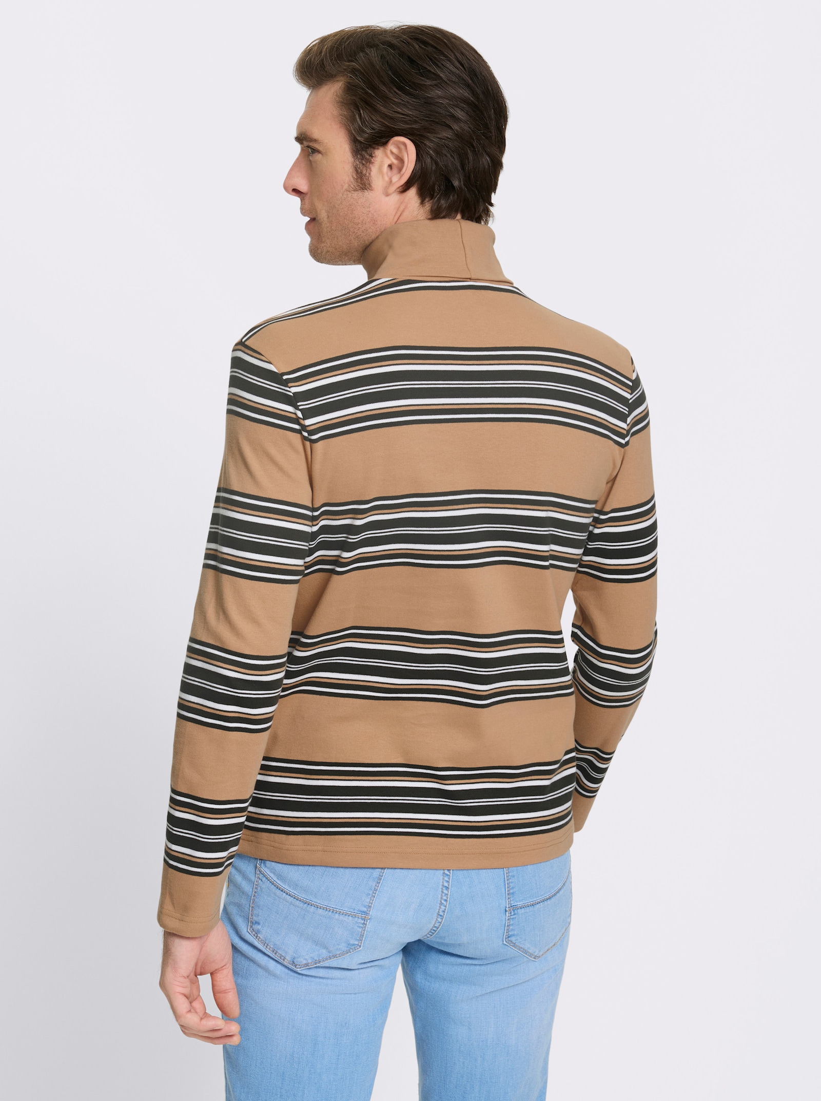 Catamaran Rollkragenshirt - camel-gestreift