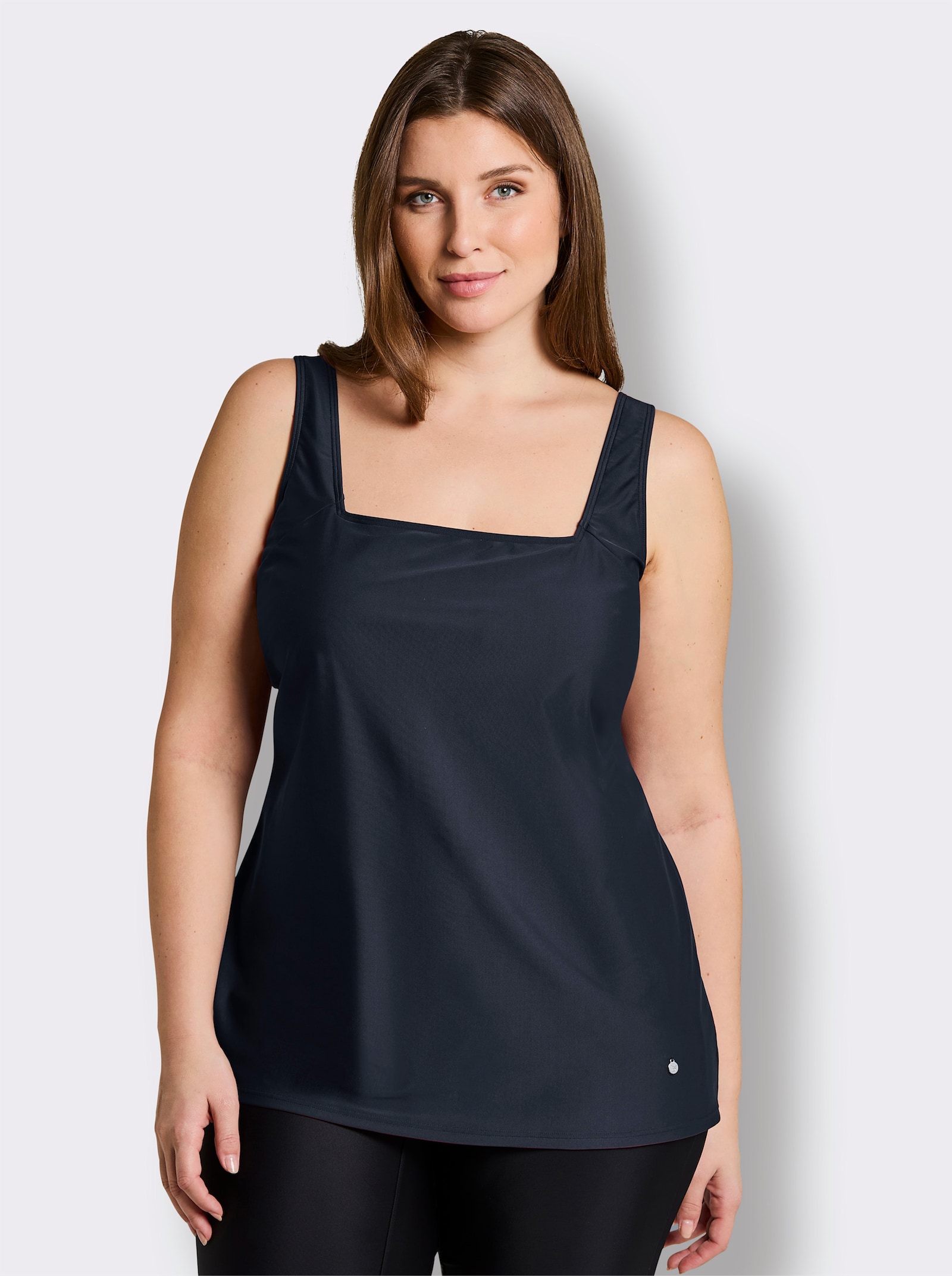 sheego Tankini-Oberteil mit Karree-Ausschnitt - tiefblau