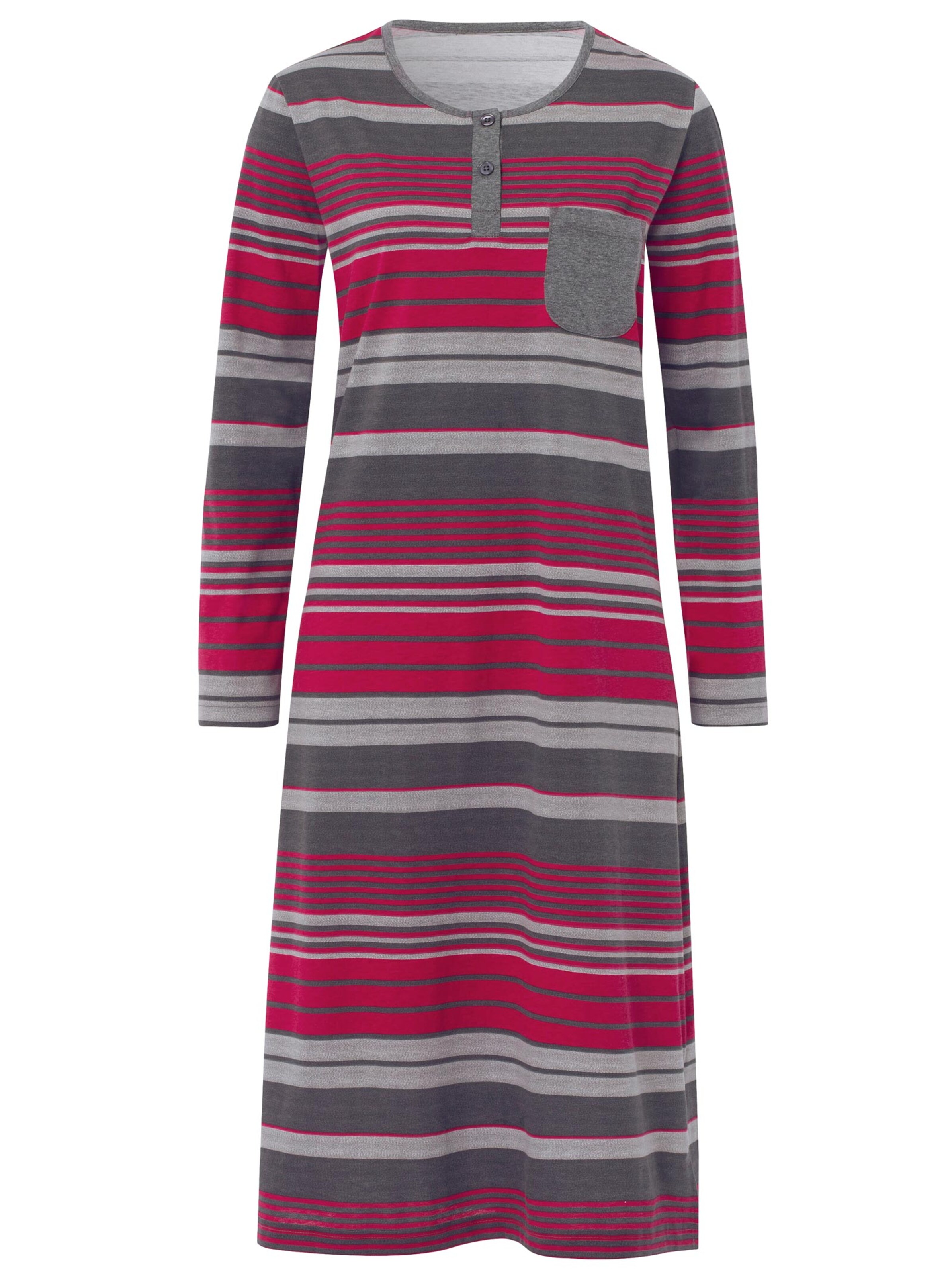 Nachthemd - anthrazit-rot