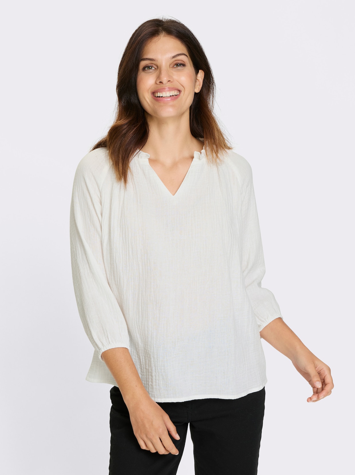 Schlupf-Bluse - weiß