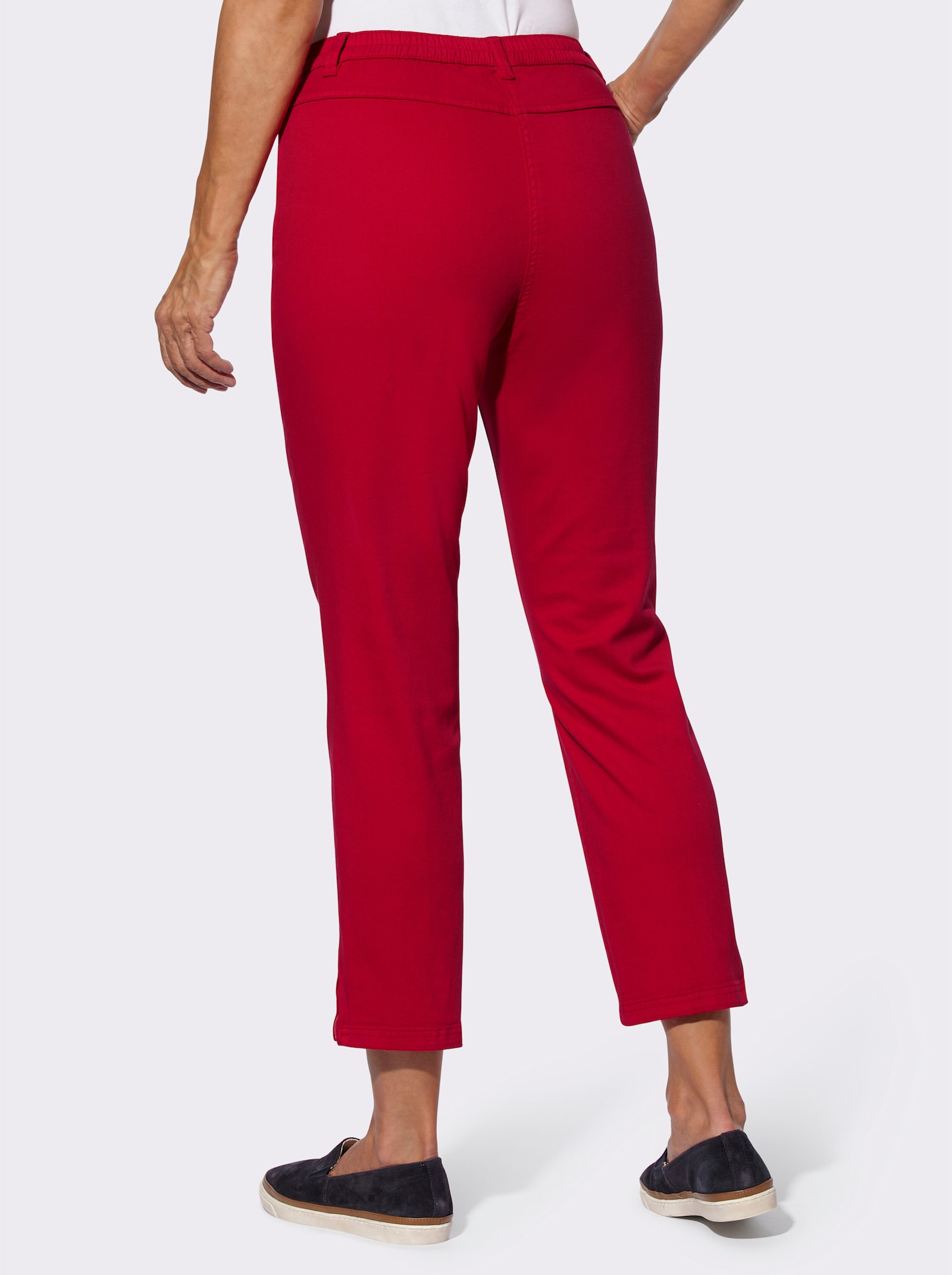 7/8-jeans met ritssluitingen opzij - rood