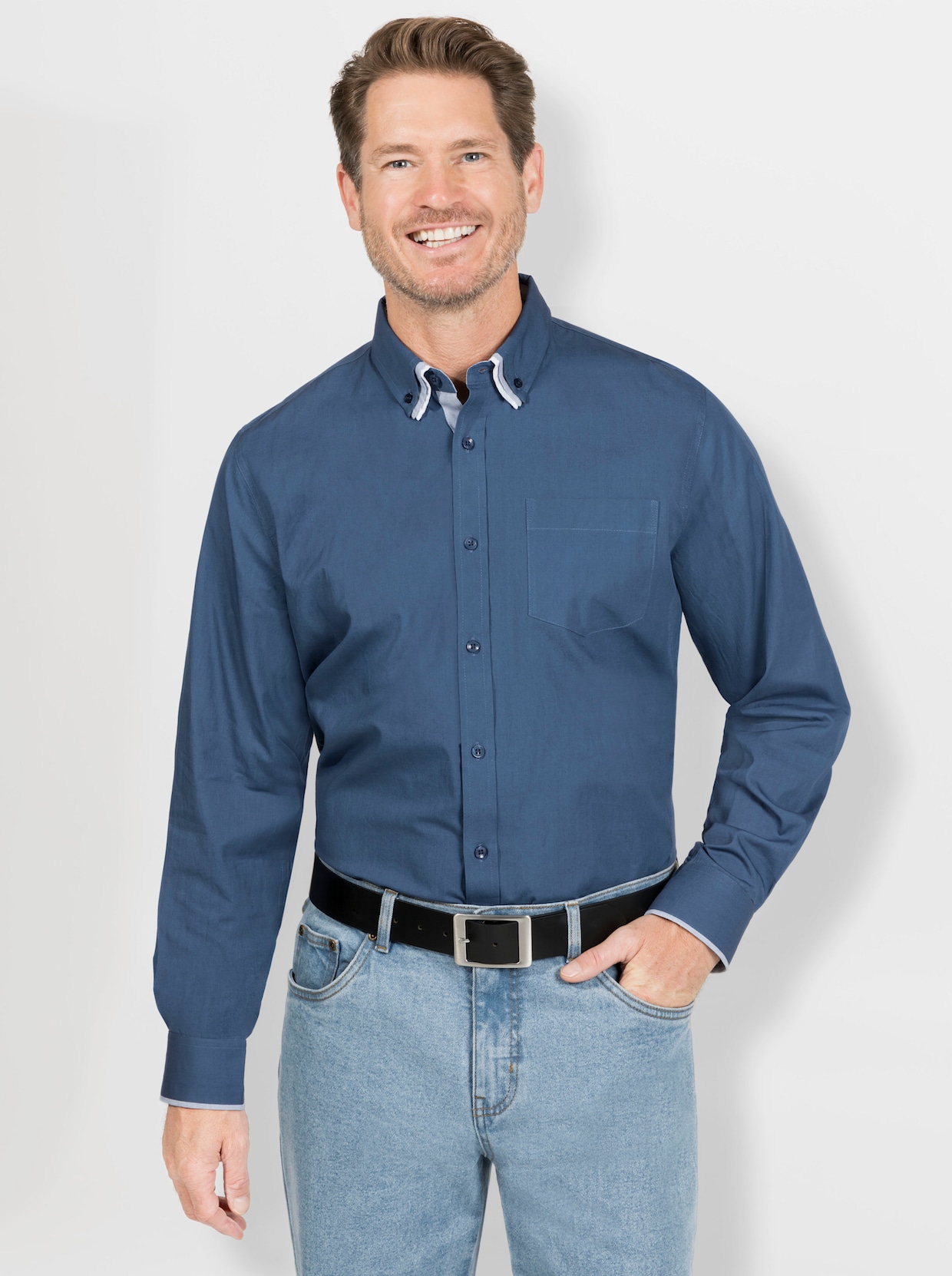 Marco Donati Hemd met lange mouwen - jeansblauw
