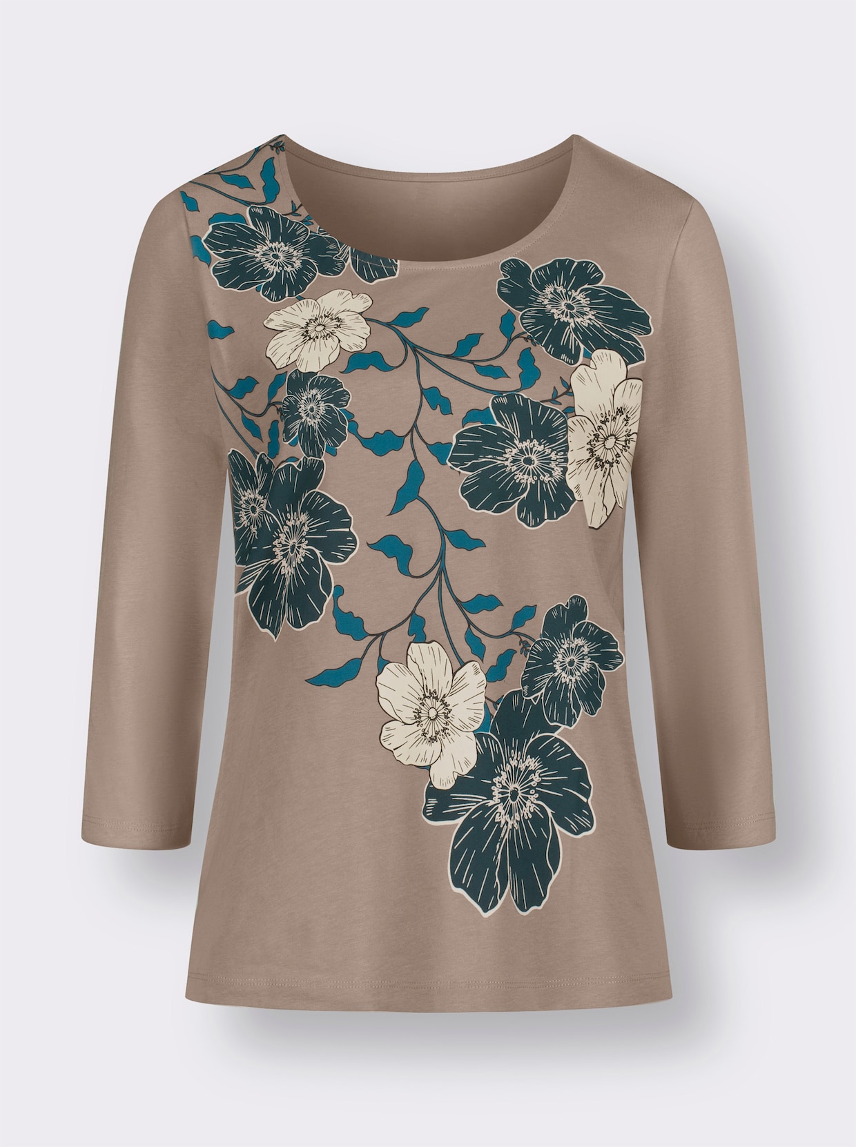 3/4-Arm-Shirt - sesam-petrol-bedruckt