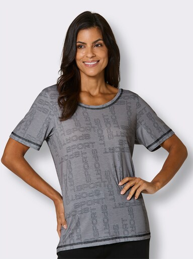 Funktionsshirt mit längerem Rückenteil - grau-bedruckt