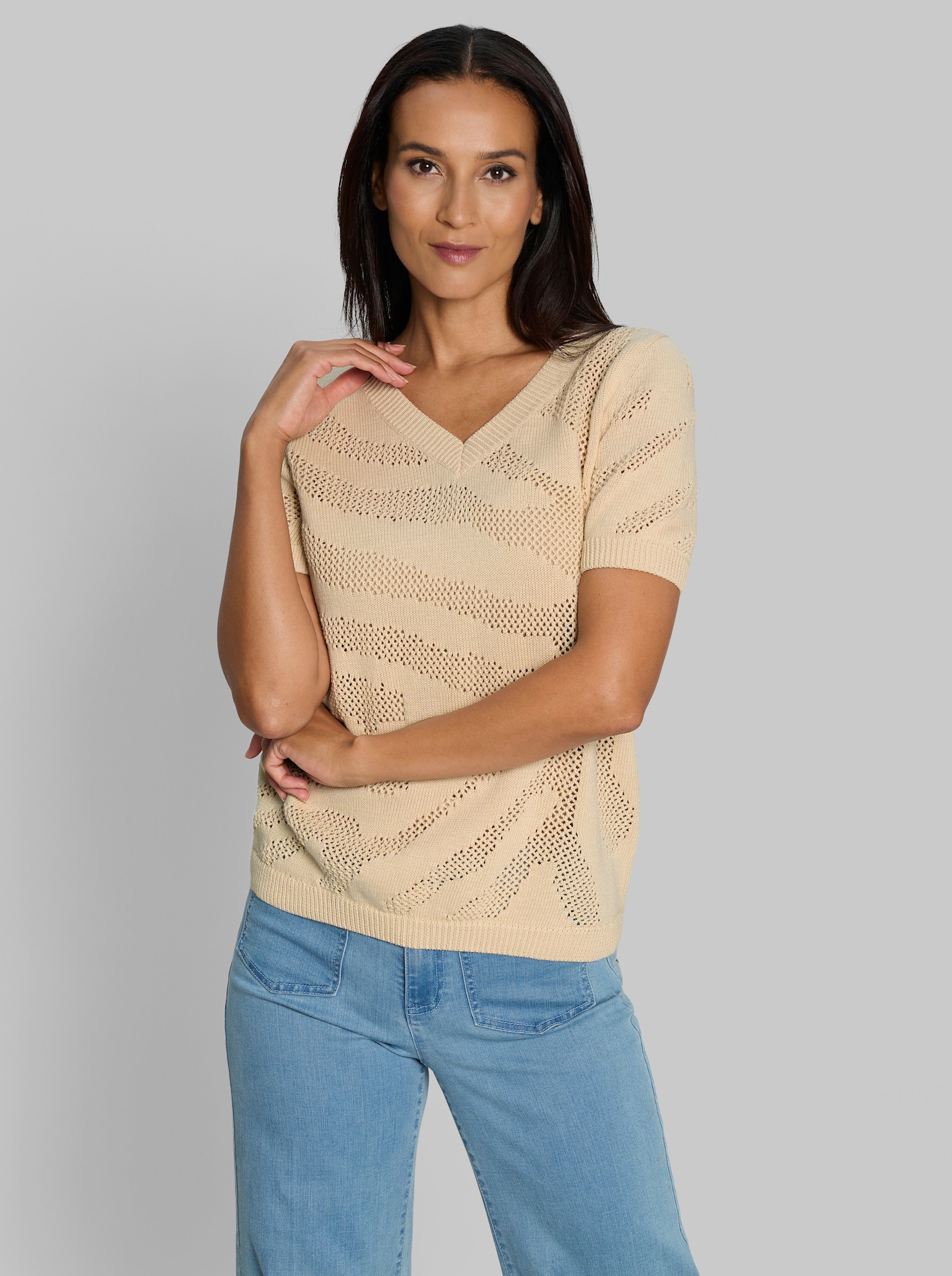 heine Ajourpullover mit aufwendigem Muster - sand