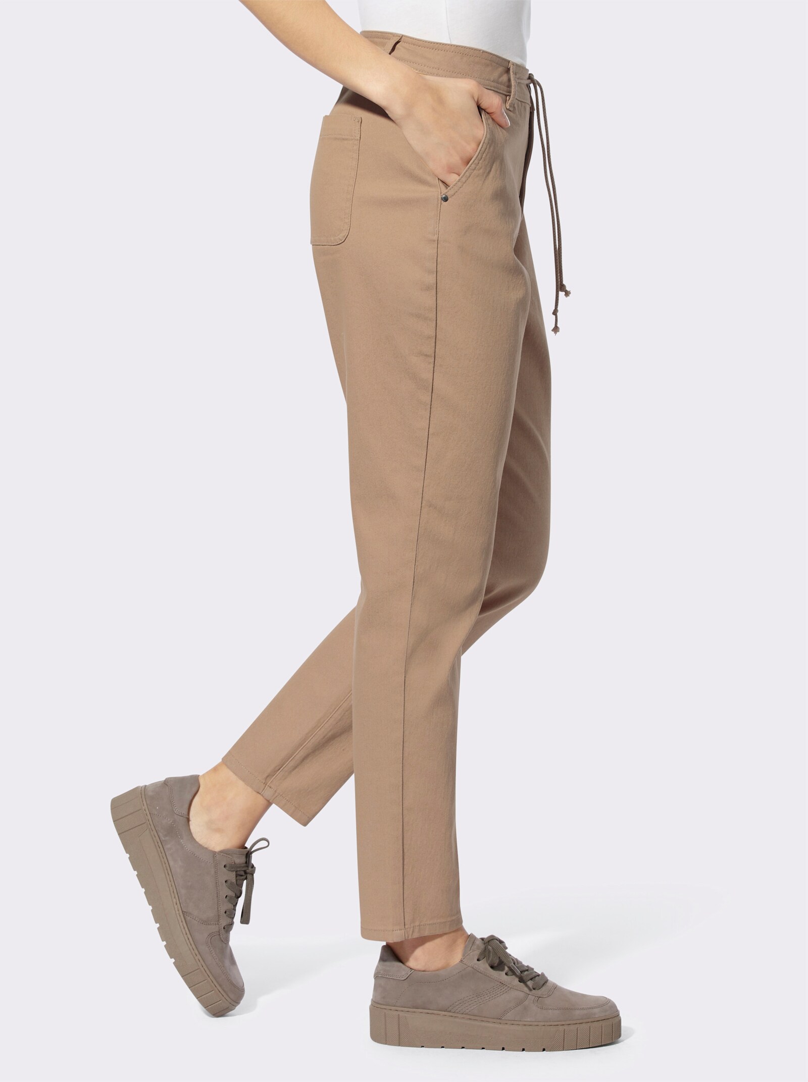 heine Stretch-Jeans mit Tunnelzug und Bindeband - camel