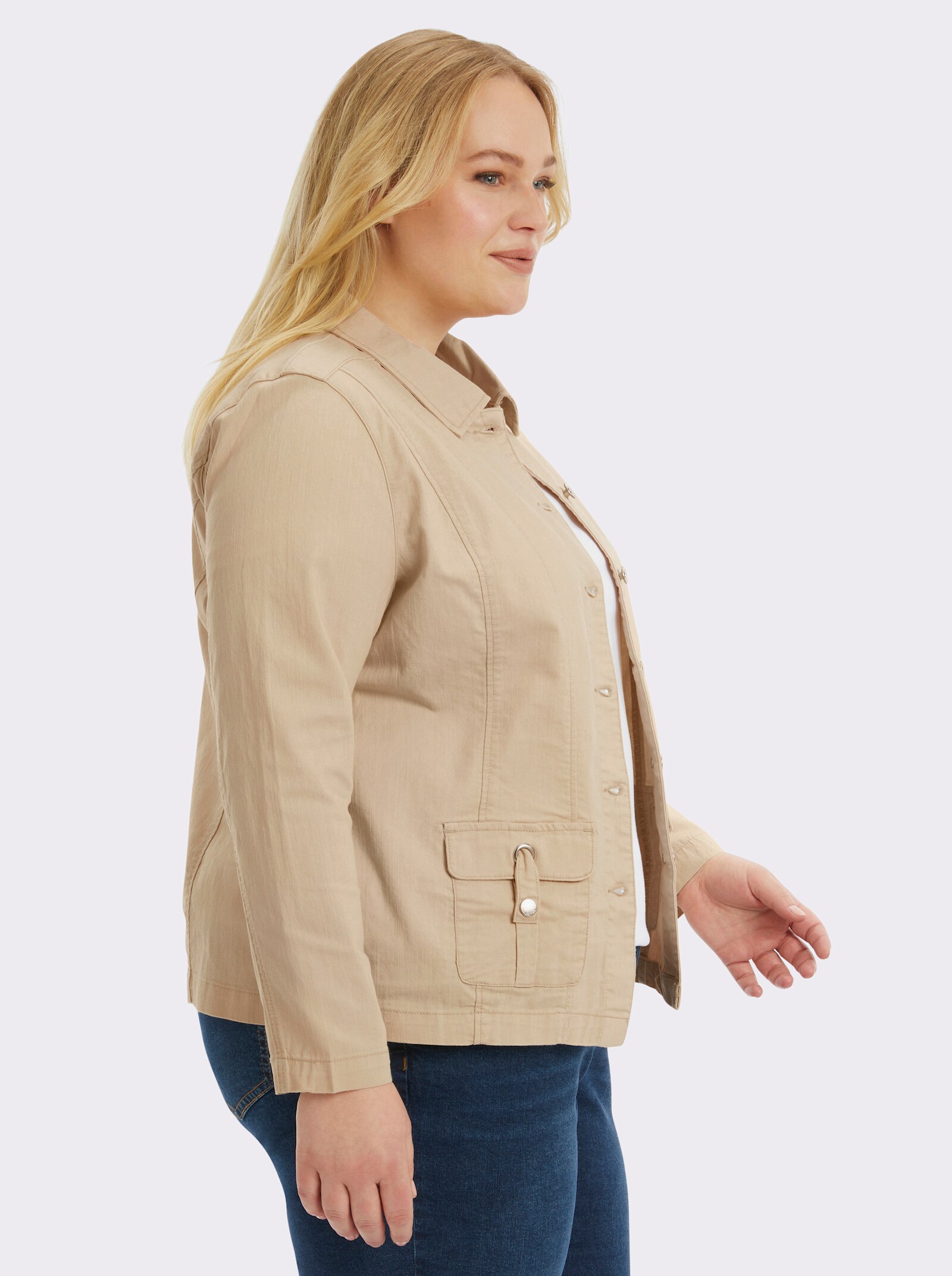 Jackenblazer in Denim-Optik - stein