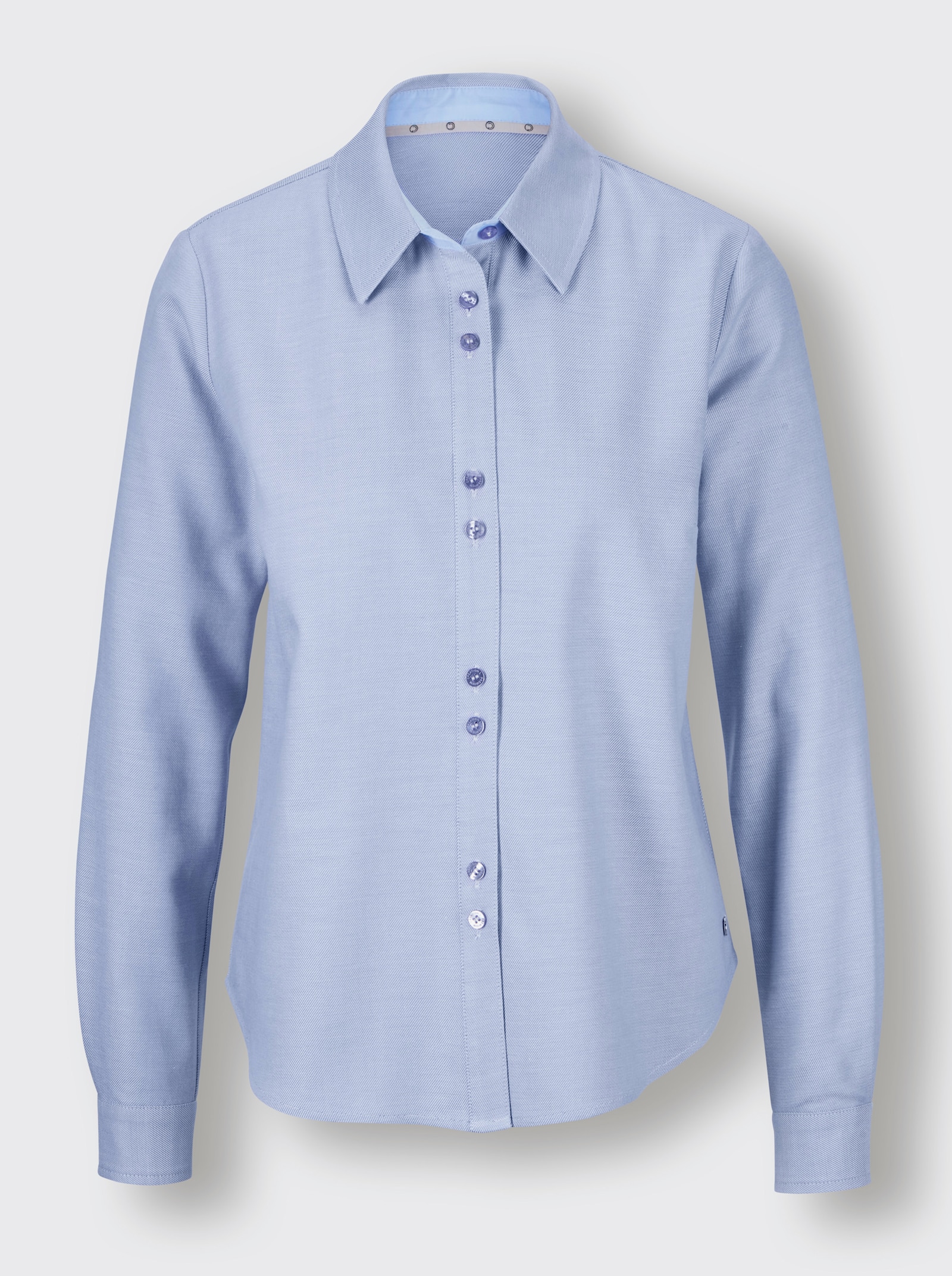 CREATION L PREMIUM Hemdbluse mit unifarbenen Einsätzen - taubenblau-ecru-meliert