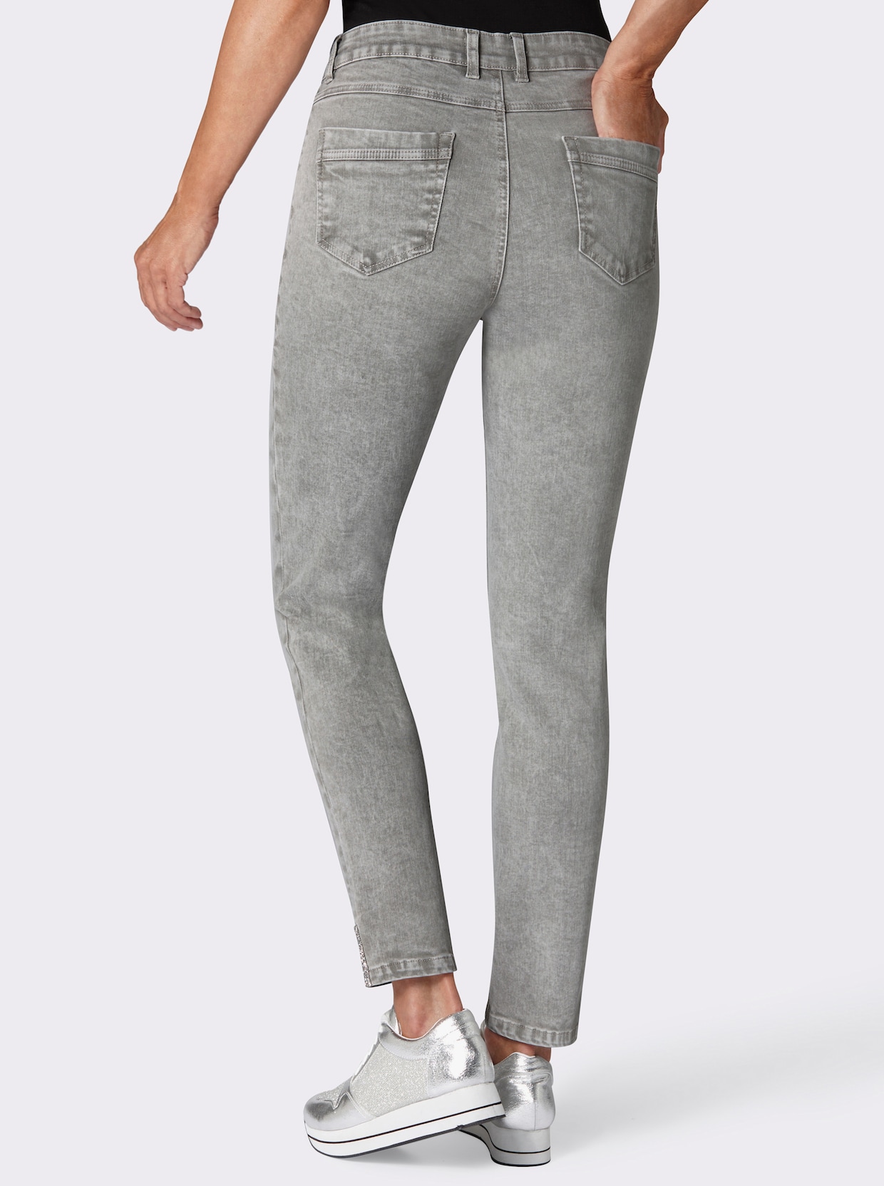 Strečové džínsy - sivá džínsovina