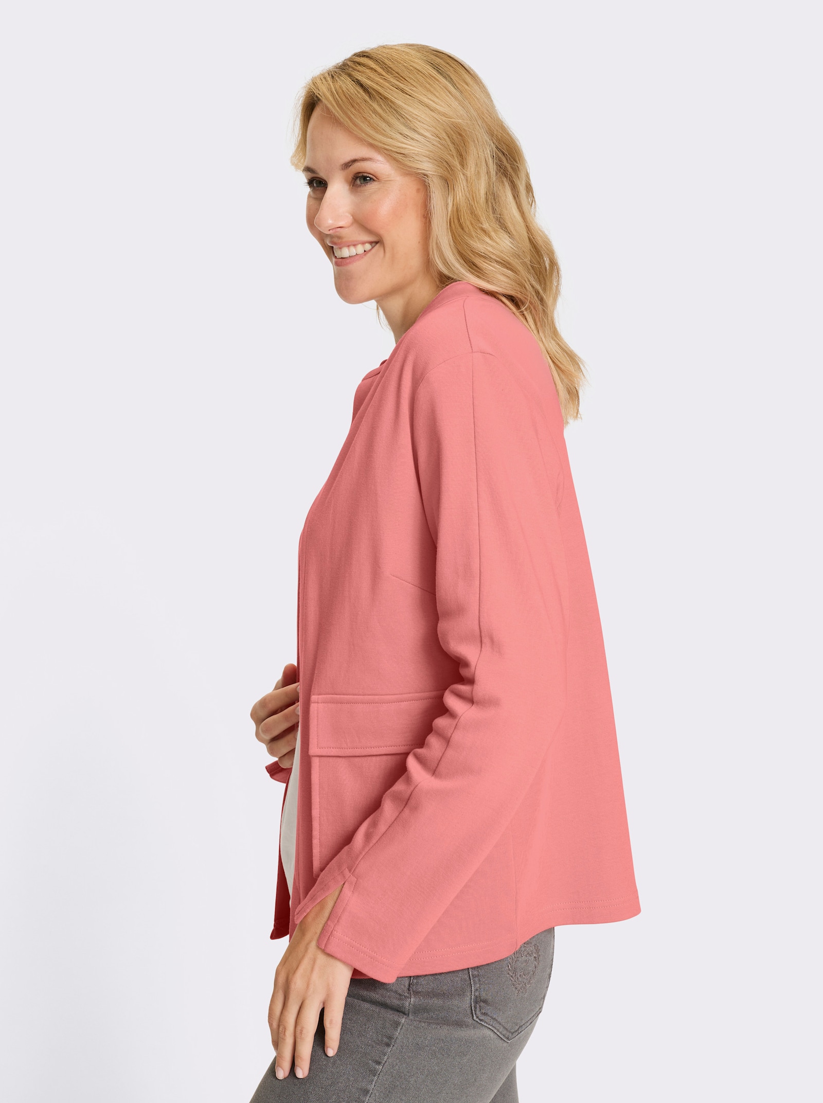 Jerseyblazer mit Brustabnähern - flamingo