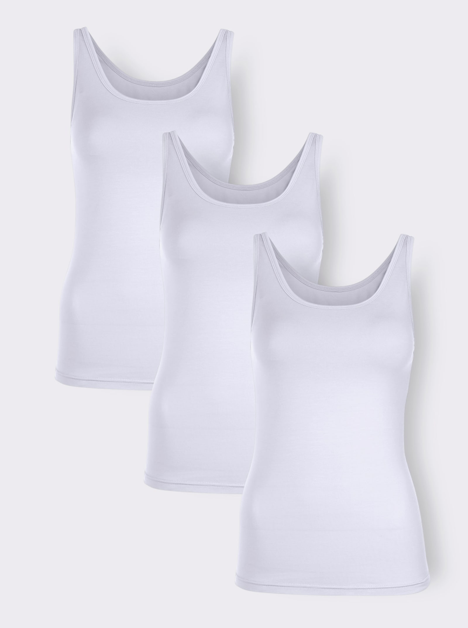 wäschepur Achseltop mit breiten Trägern - 3 Stück weiß