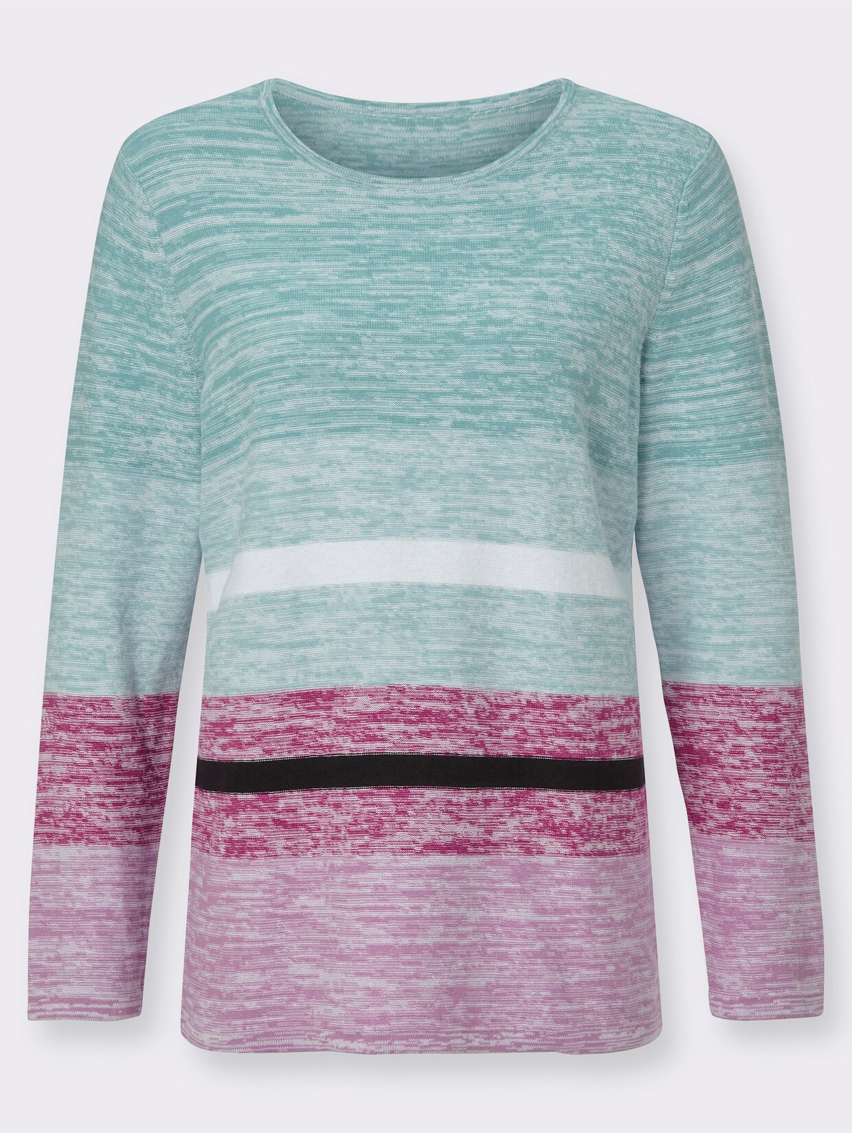 Gestreepte pullover - salie/orchidee gedessineerd