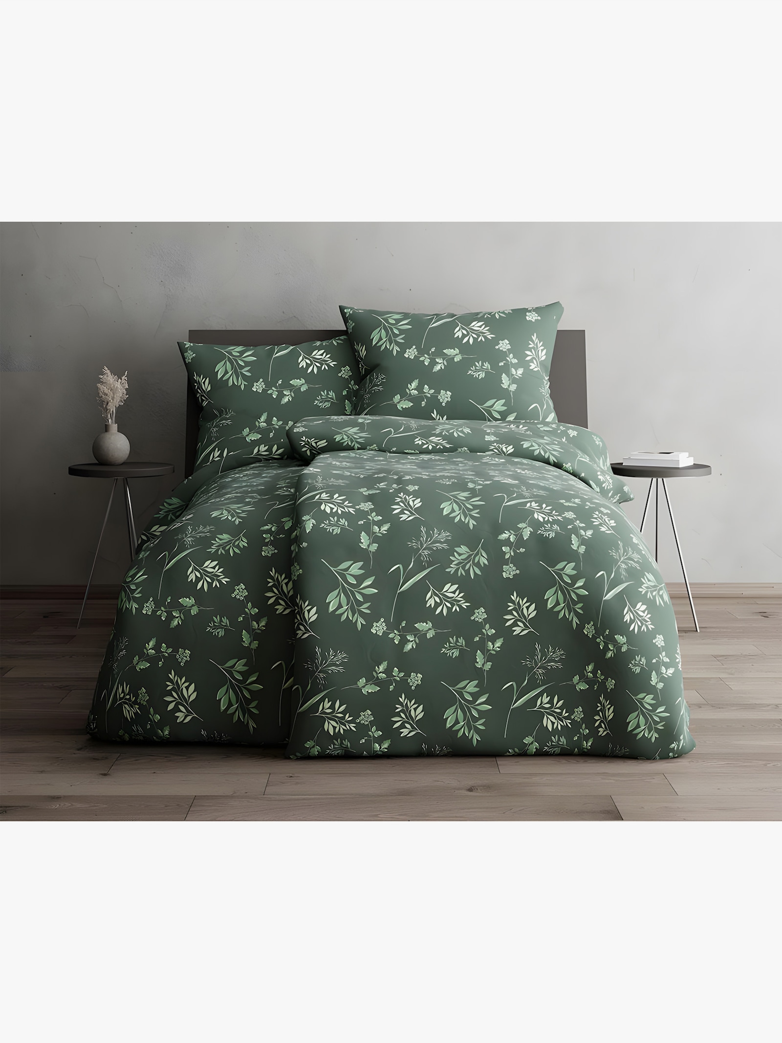 Grund Wendebettwäsche - grün-bedruckt