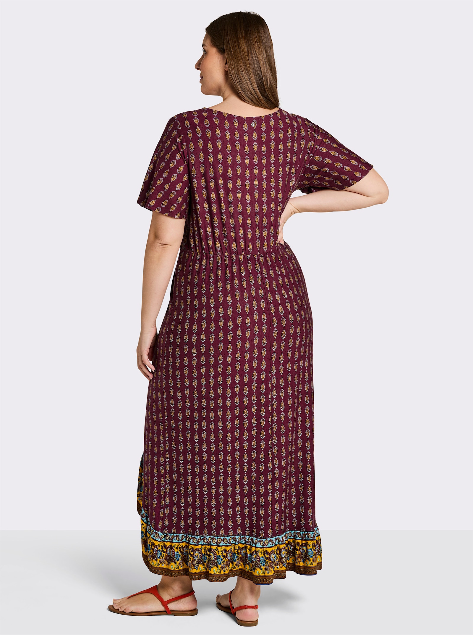 sheego Druckkleid in Wickeloptik - bordeaux-burgund-bedruckt