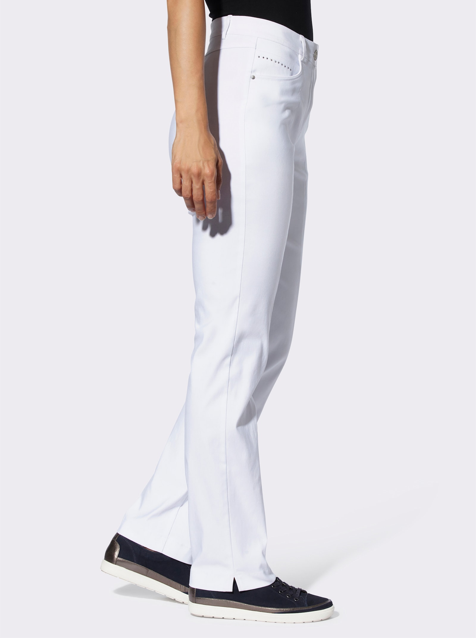 Stretchbroek met afkledende naden - wit