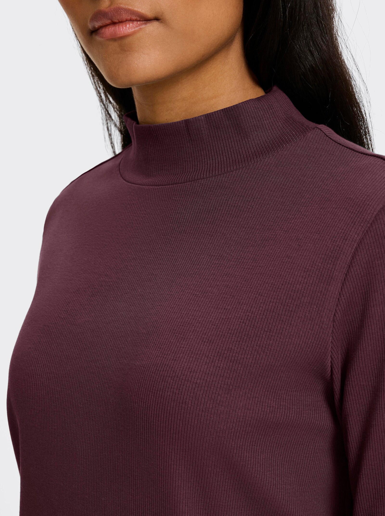 heine Stehkragenshirt in Feinripp-Qualität - burgund