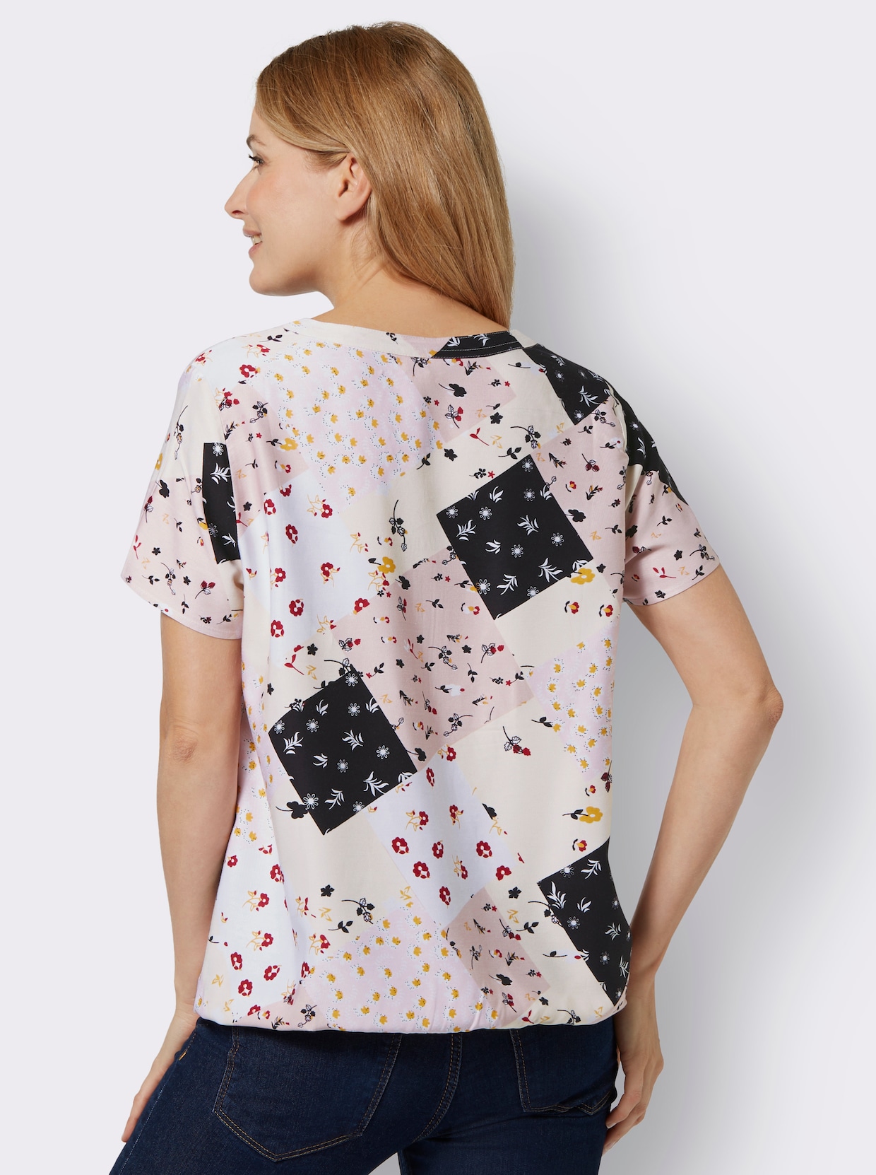 Comfortabele blouse - poeder gedessineerd