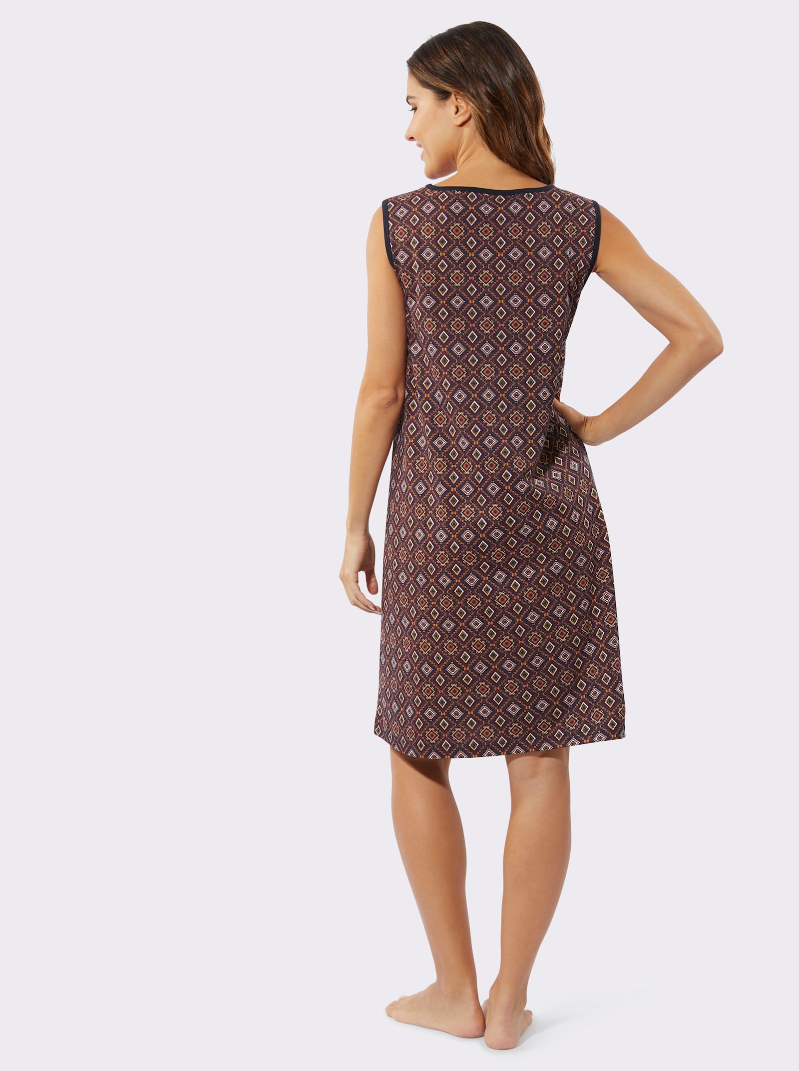 Nachthemd met grafische print - marine/apricot bedrukt