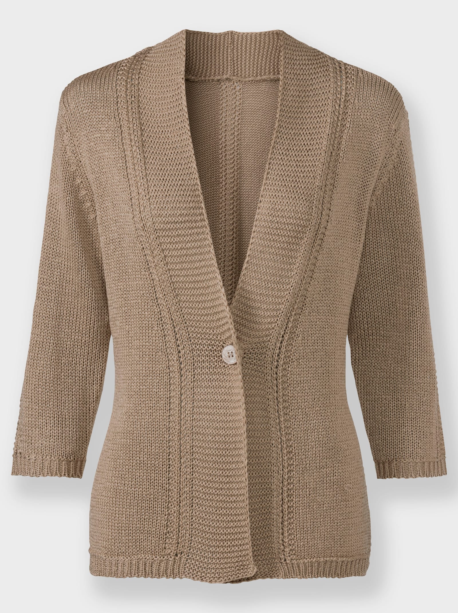 Veste en tricot en fil ruban facile à entretenir - beige