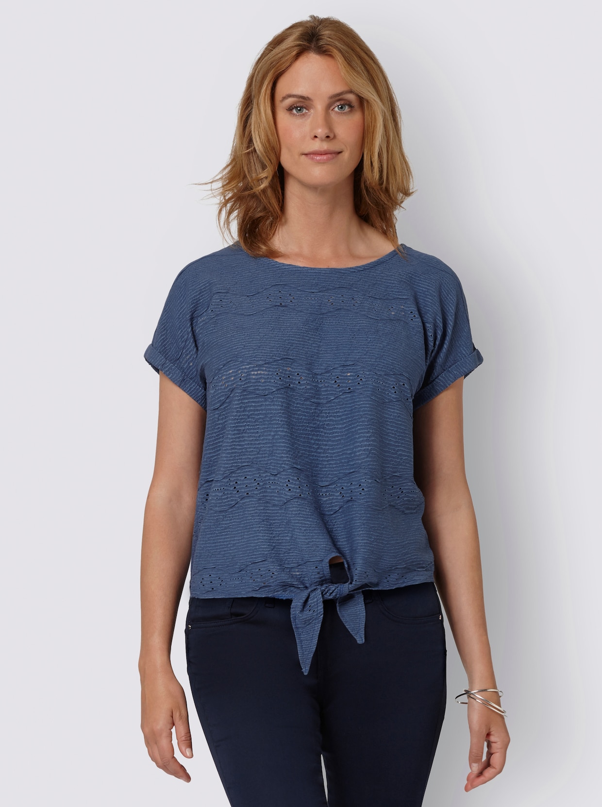 T-shirt à encolure ronde - bleu jean