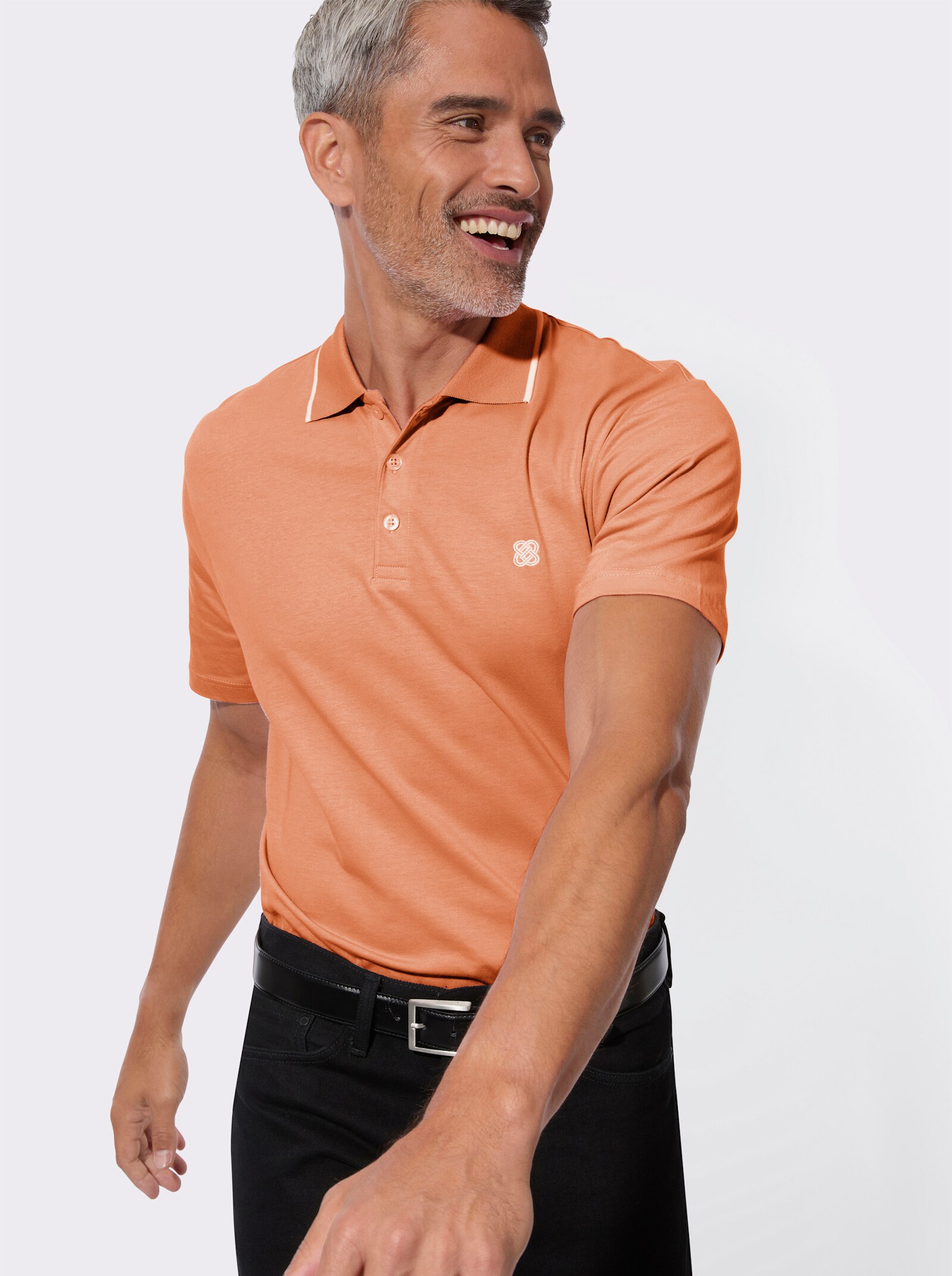 Poloshirt mit Kontrast-Details - papaya