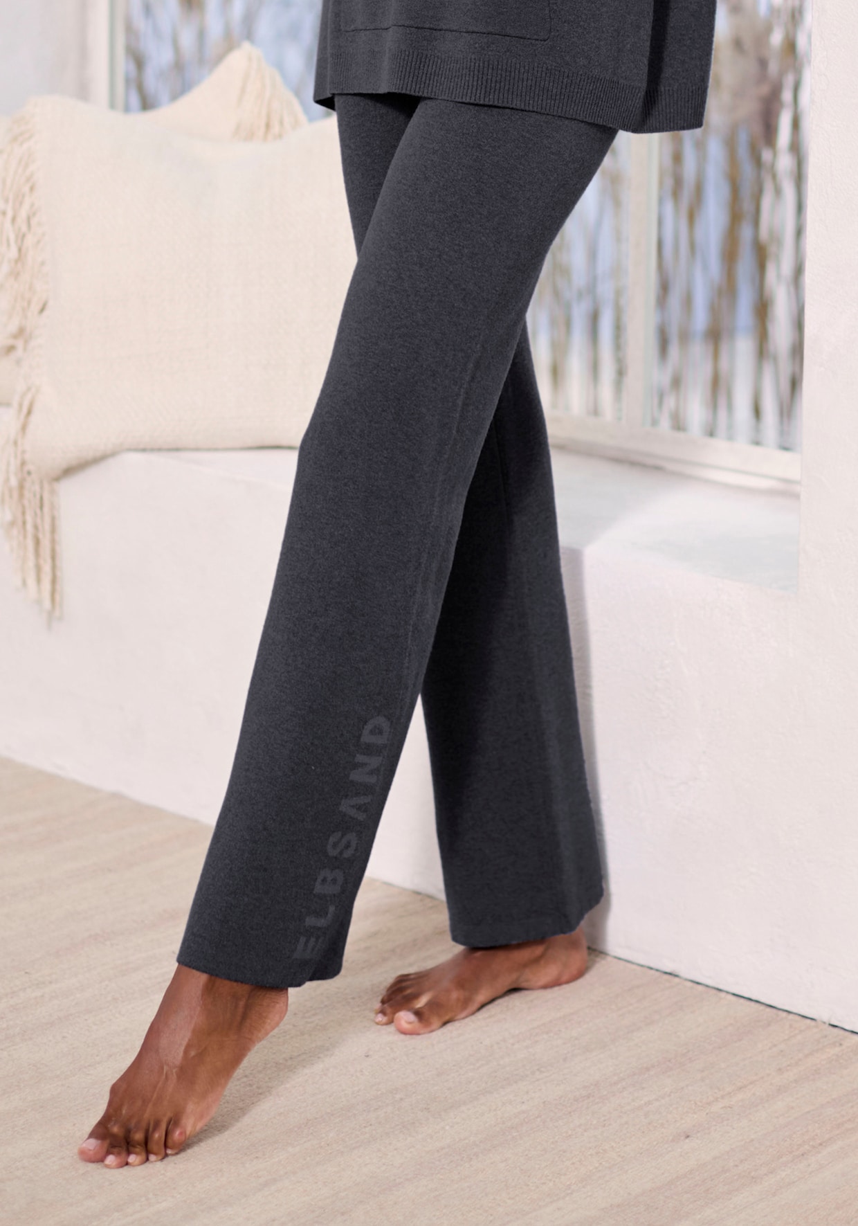 Elbsand Strickhose - blau meliert