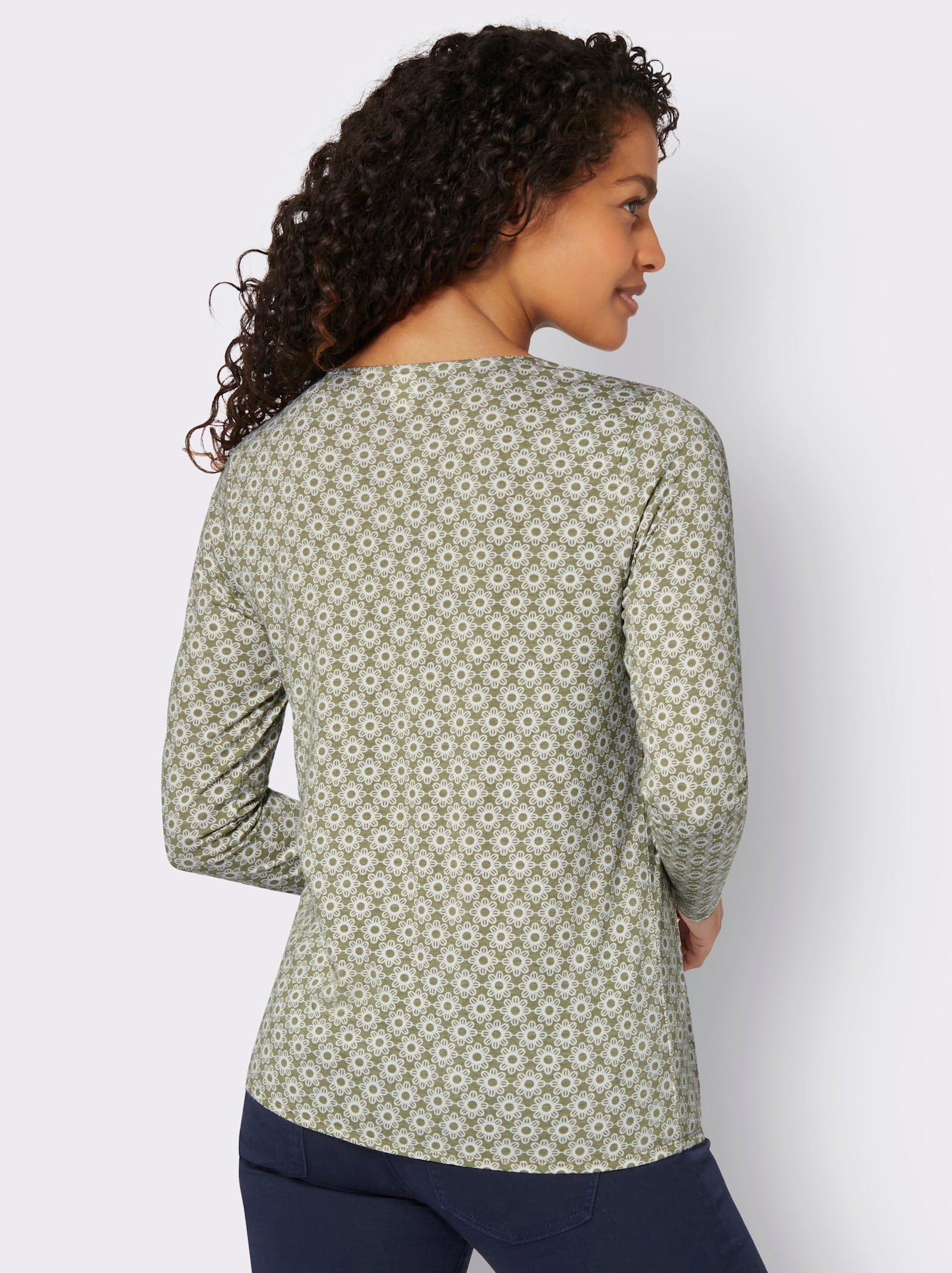 Langarmshirt im floralen Muster - schilf-ecru-bedruckt